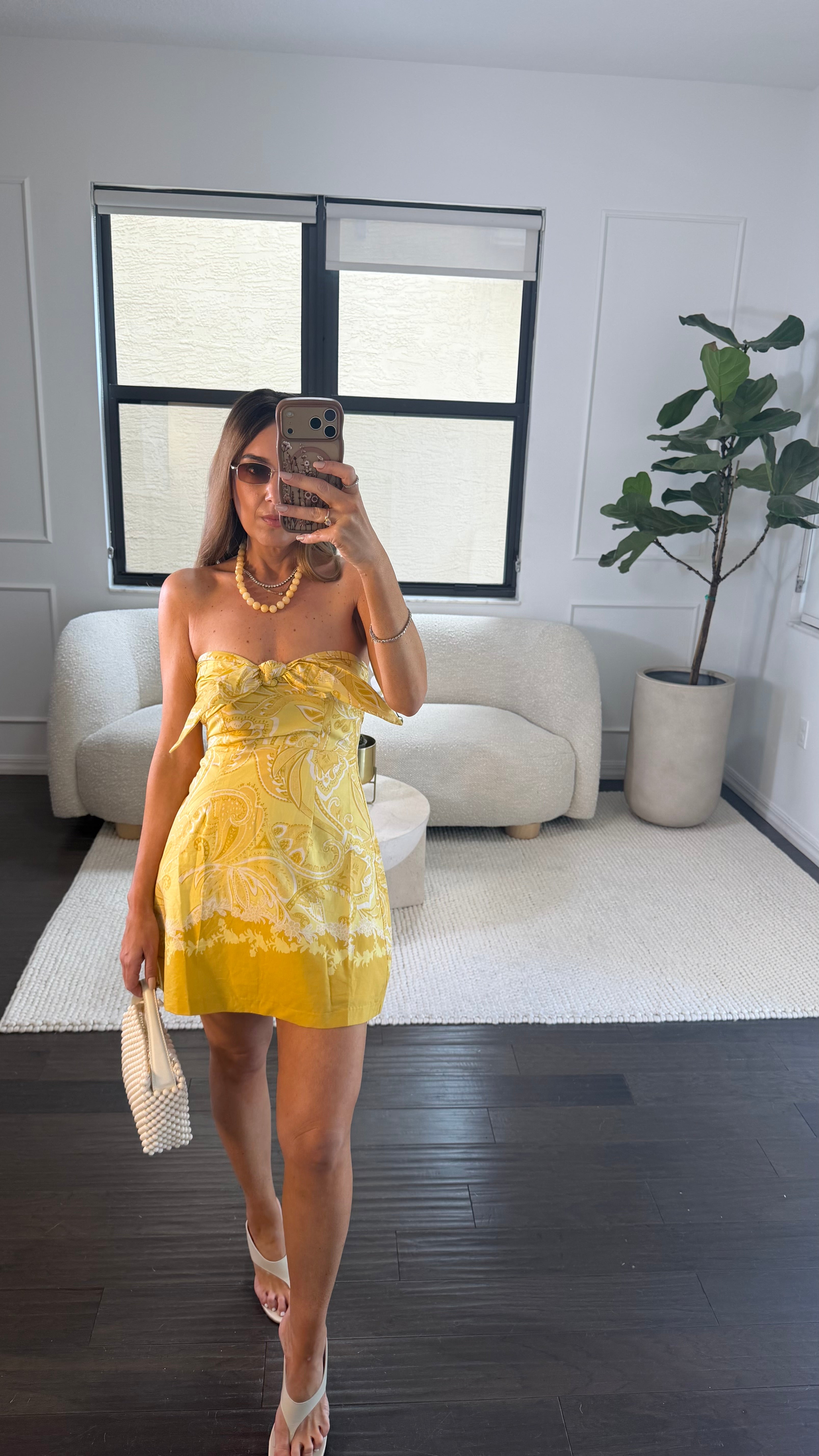 YELLOW BANDANA TIED DRESS