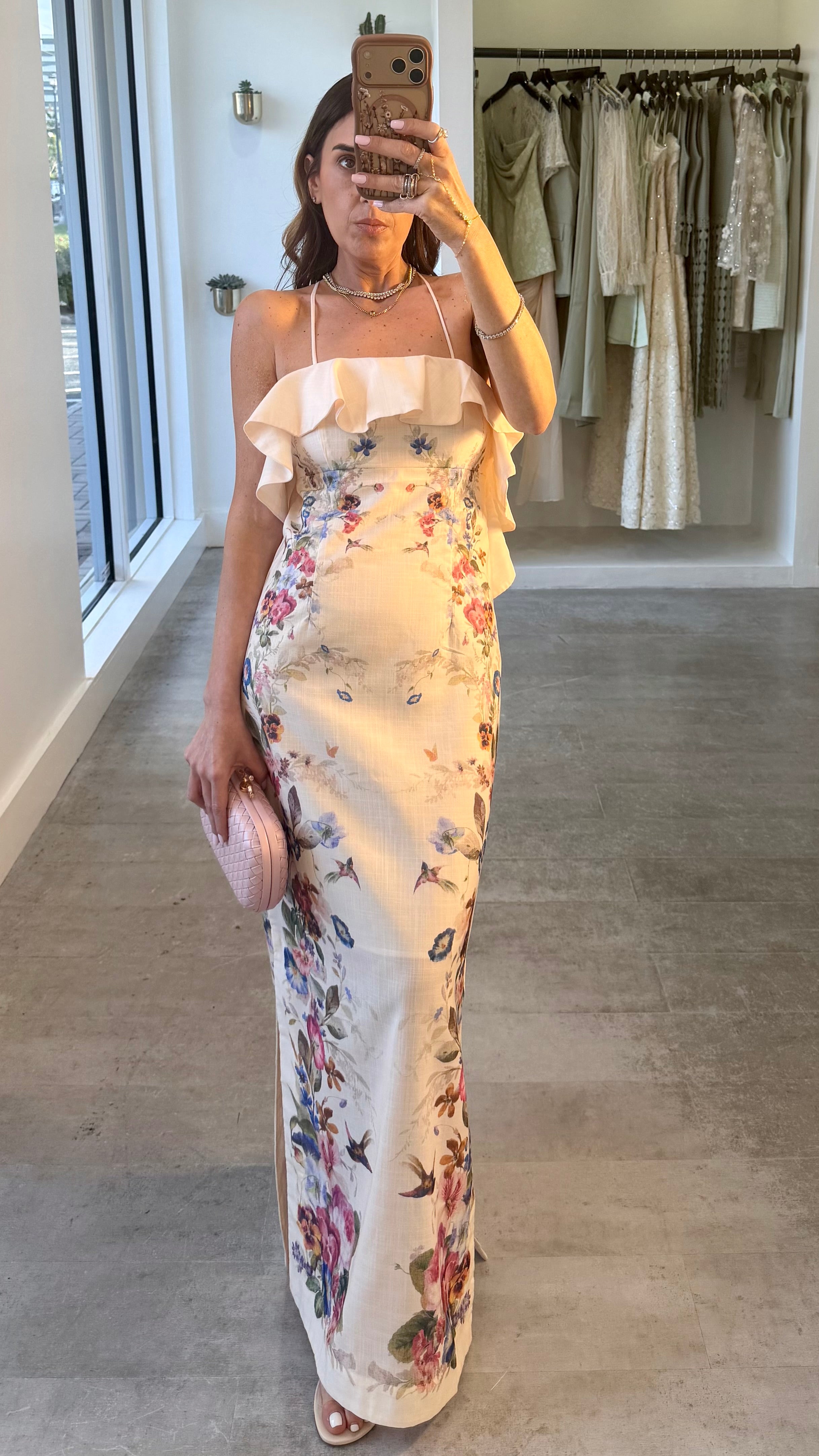 IVORY RUFFLE FLORAL DRESS