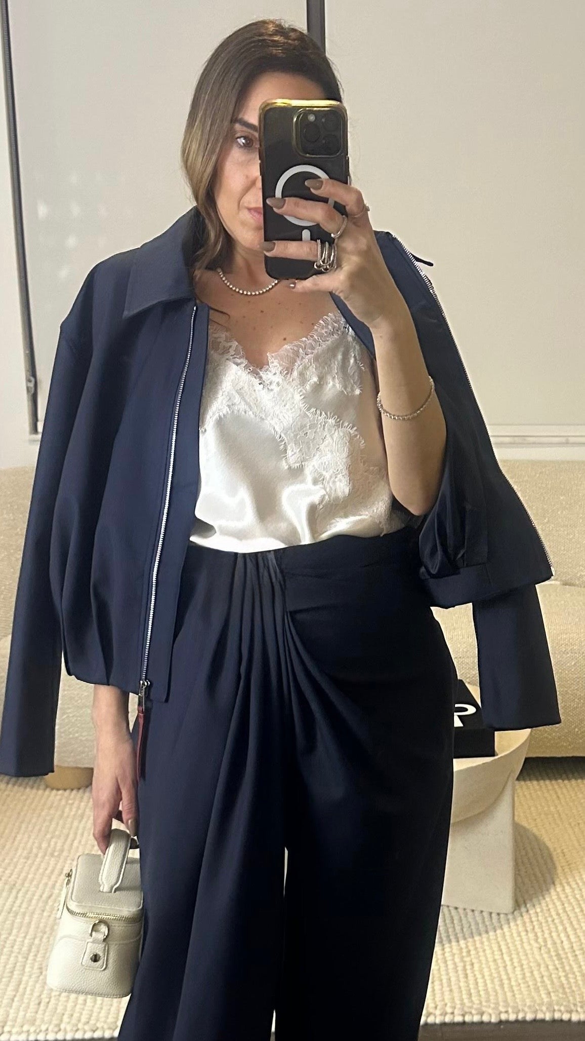 IVORY LACE SILK CAMI