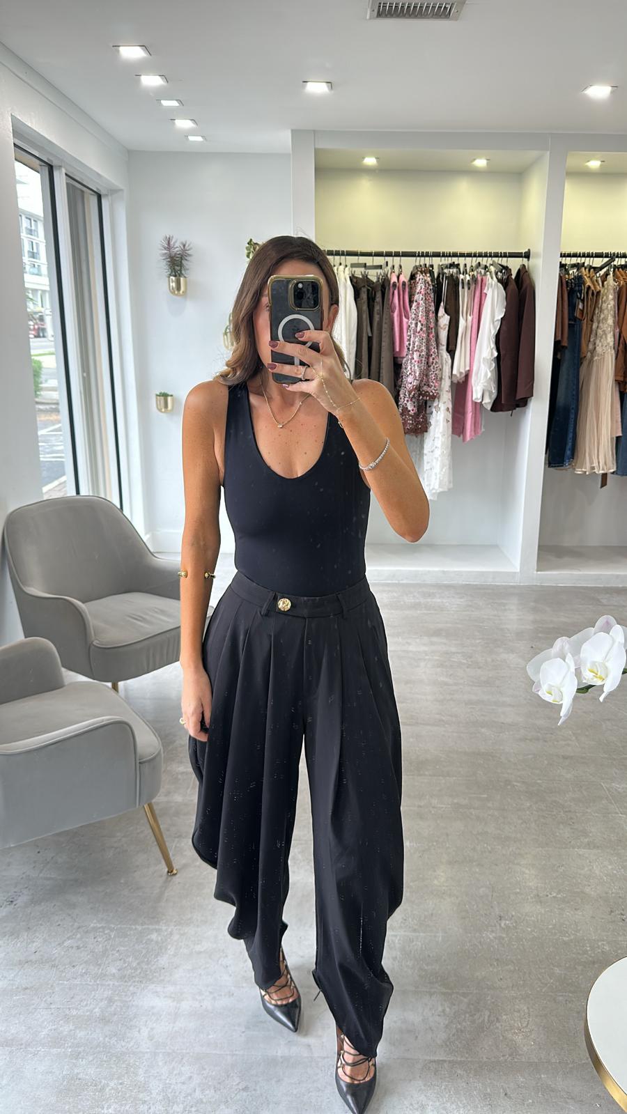 BLACK DRAPE TROUSERS