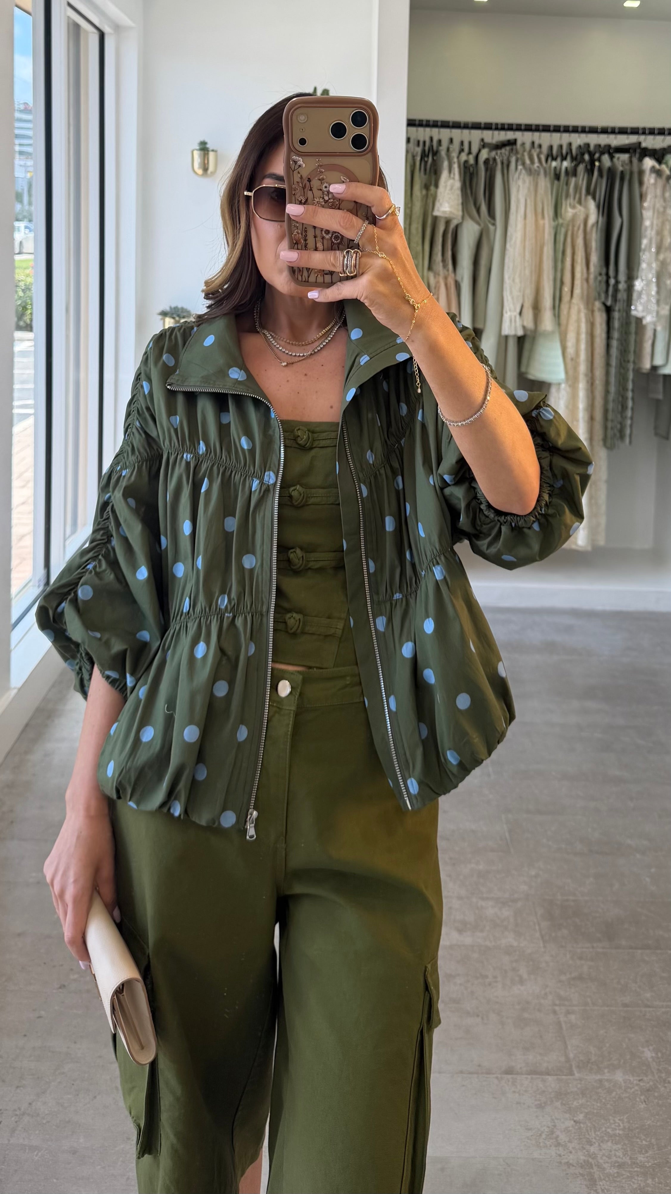 GREEN POLKA DOT JACKET
