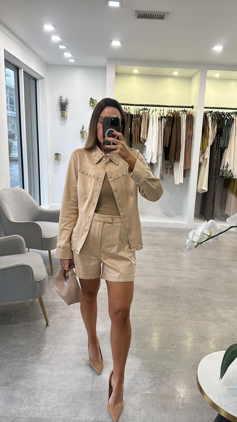 STUDDED NUDE SET