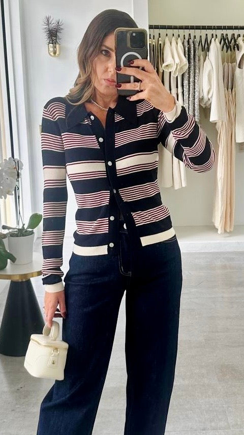 NAVY STRIPE CARDIGAN