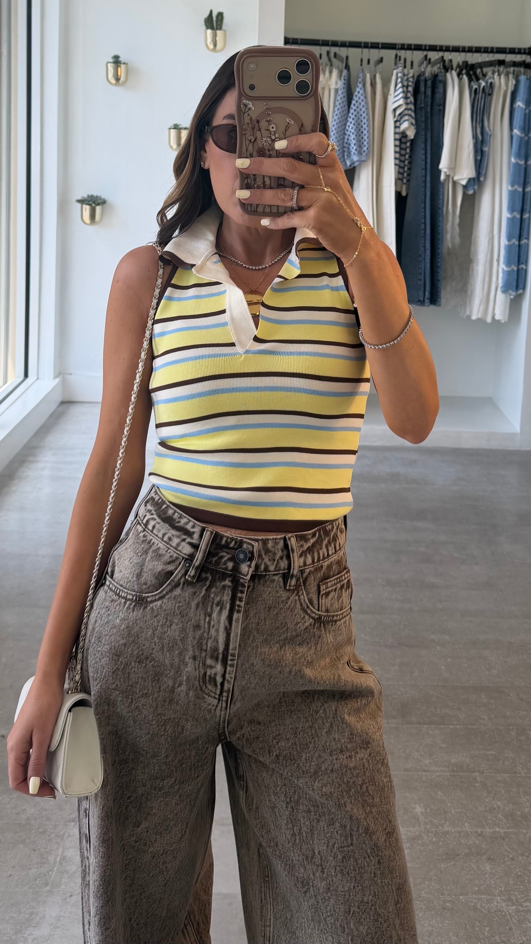 YELLOW LATTE POLO TOP