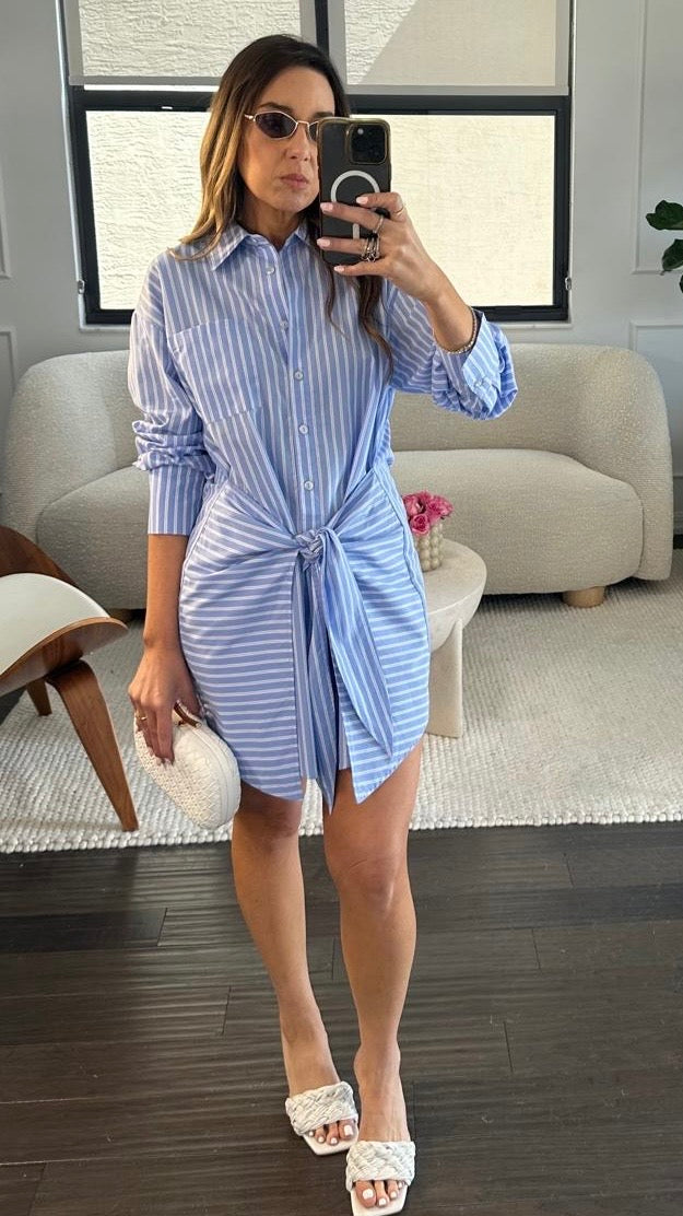 STRIPED TIED DRESS