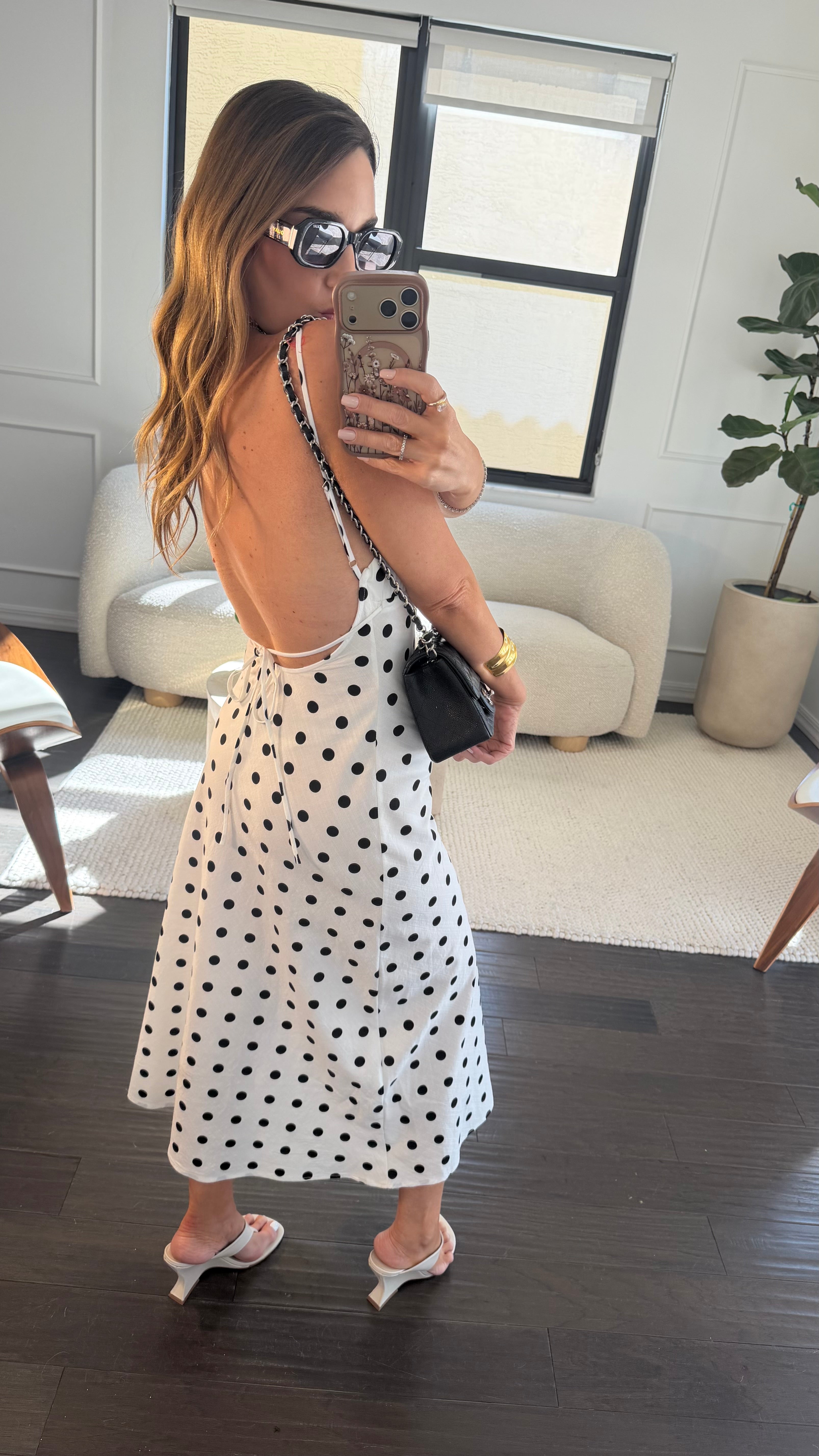 POLKA DOT CUT SLIP DRESS