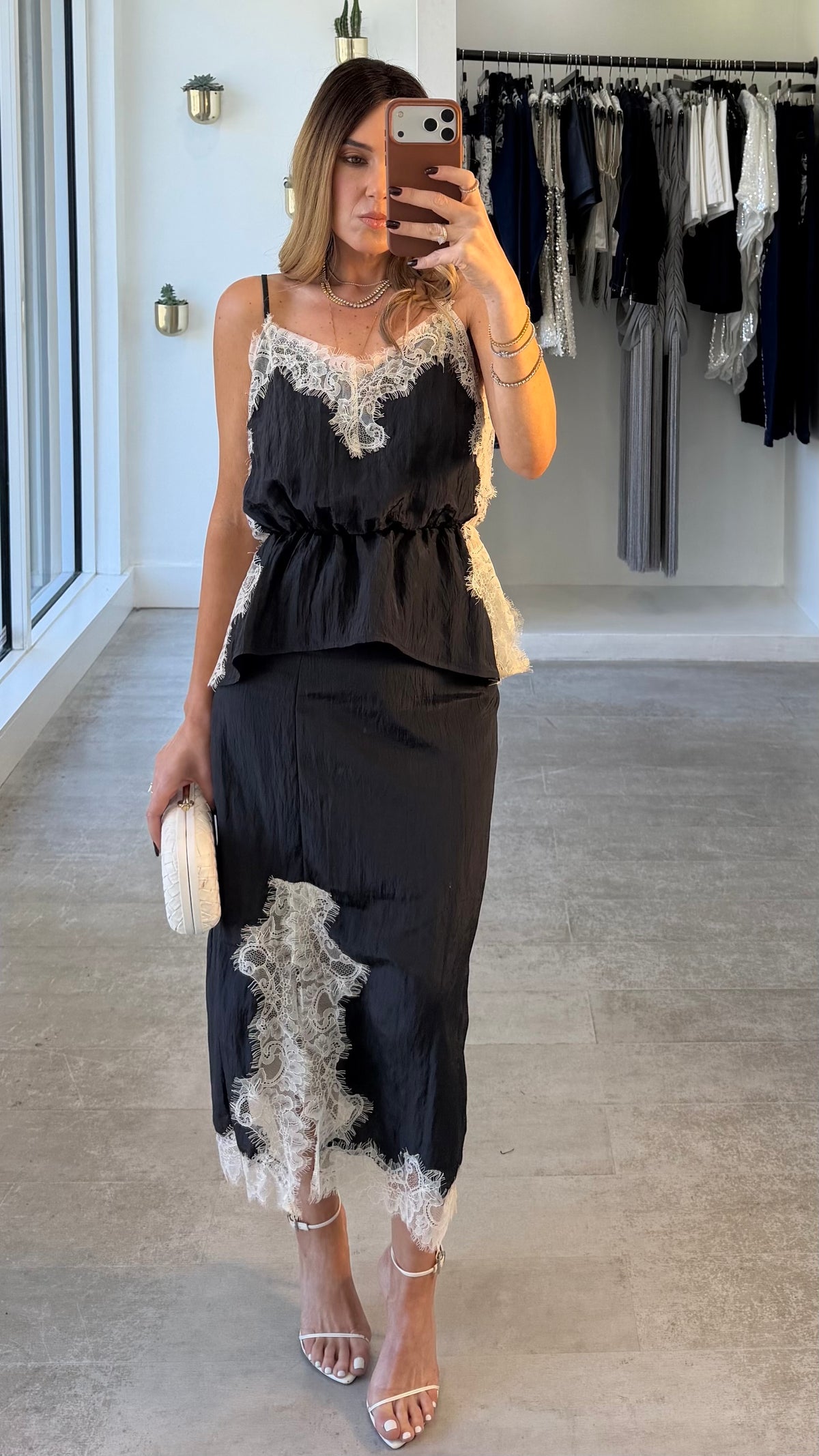 CHARCOAL LACE SET