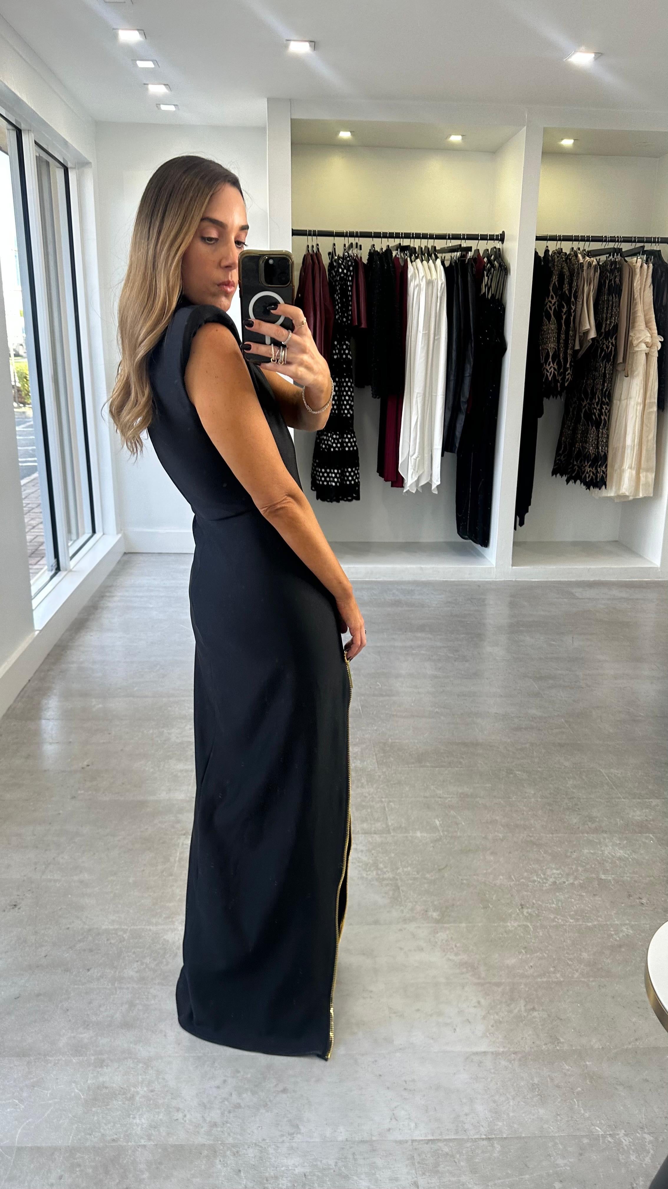 THE MIDNIGHT GOLD ZIP GOWN