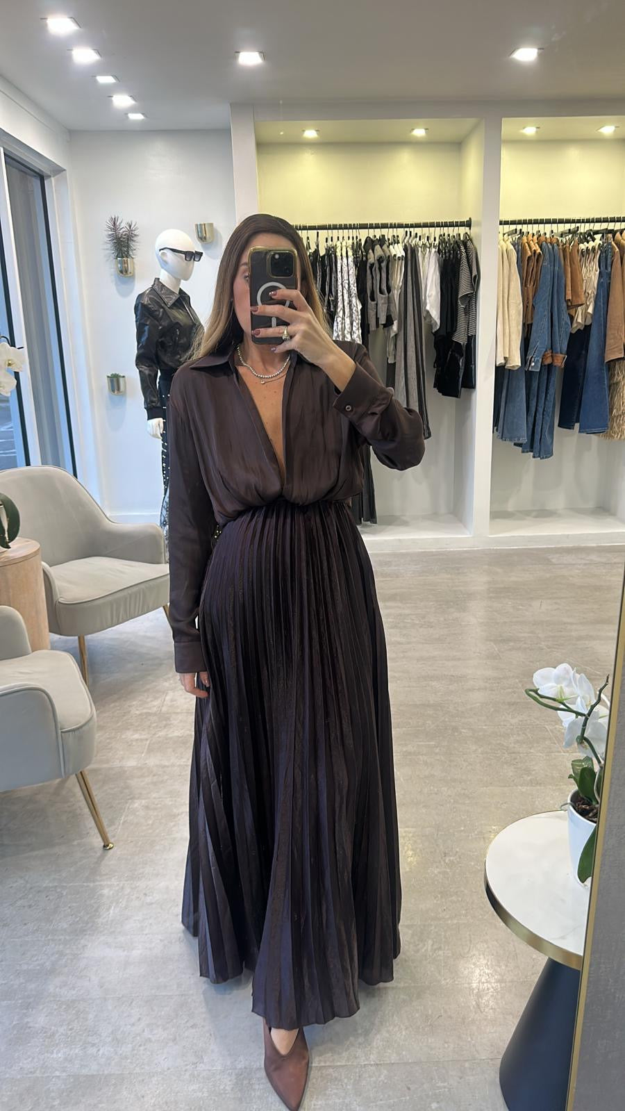 EXPRESSO PLEATED SKIRT