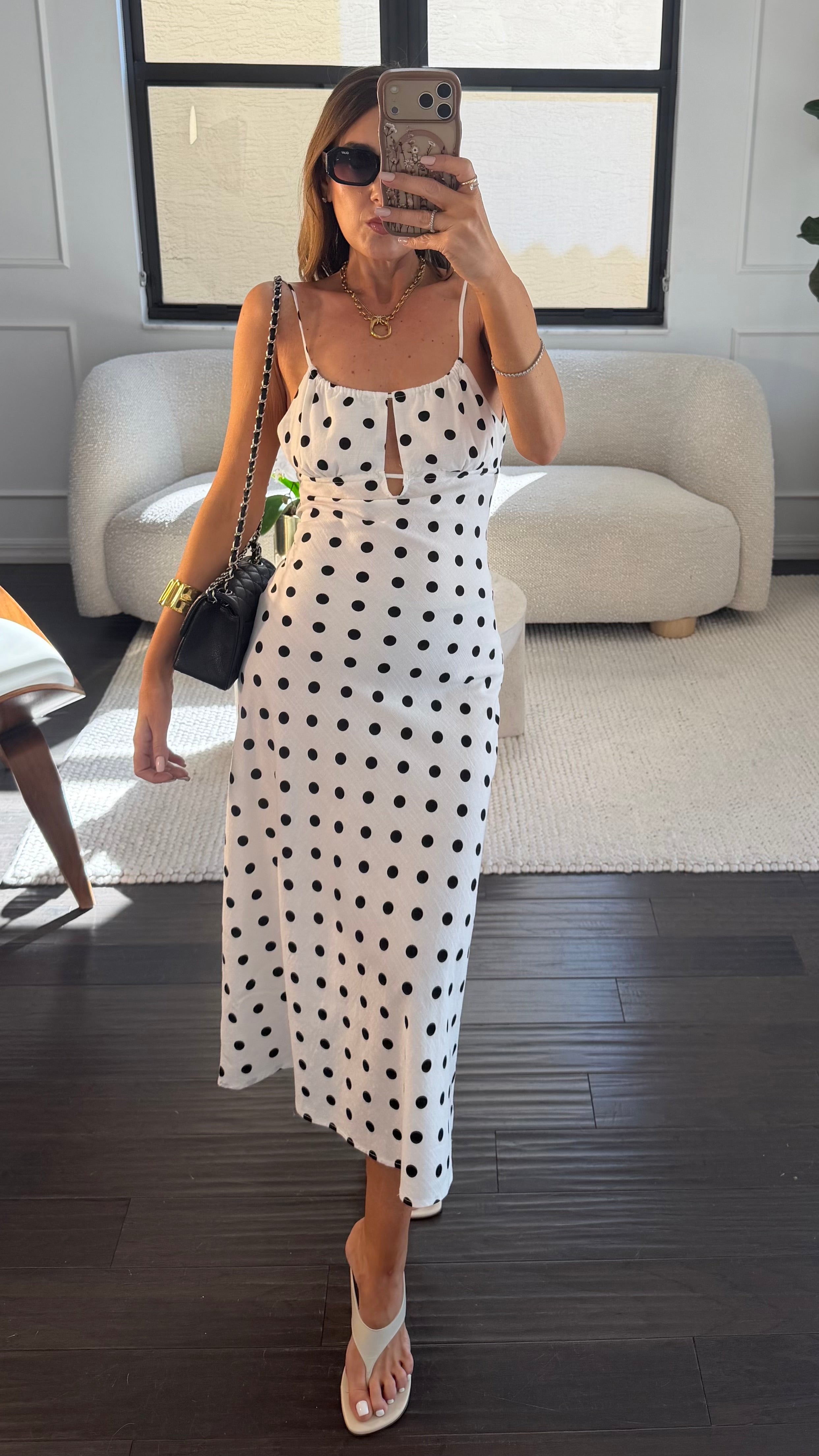 POLKA DOT CUT SLIP DRESS
