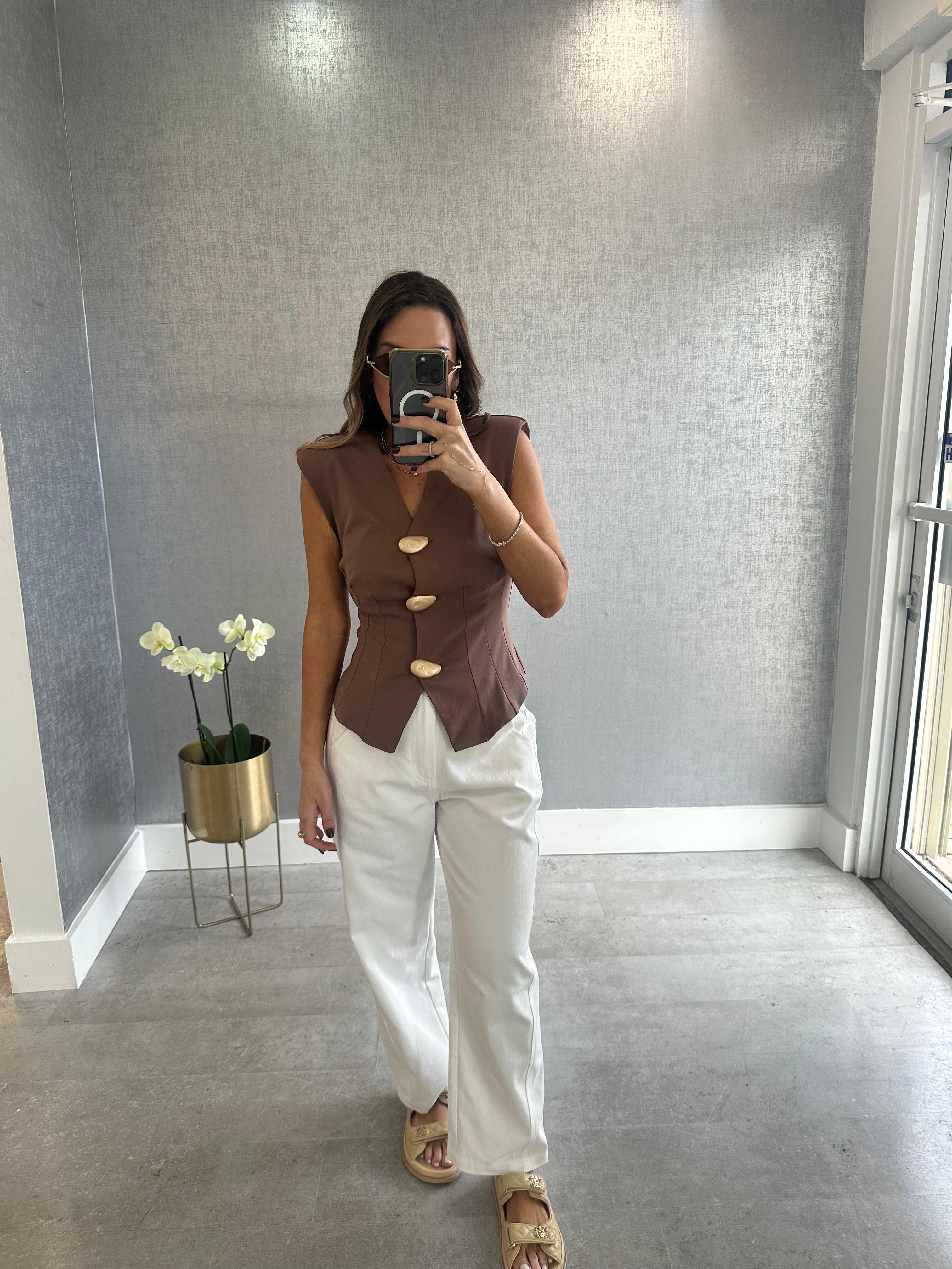 BROWN PUFF VEST
