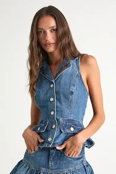 DENIM PEPLUM VEST
