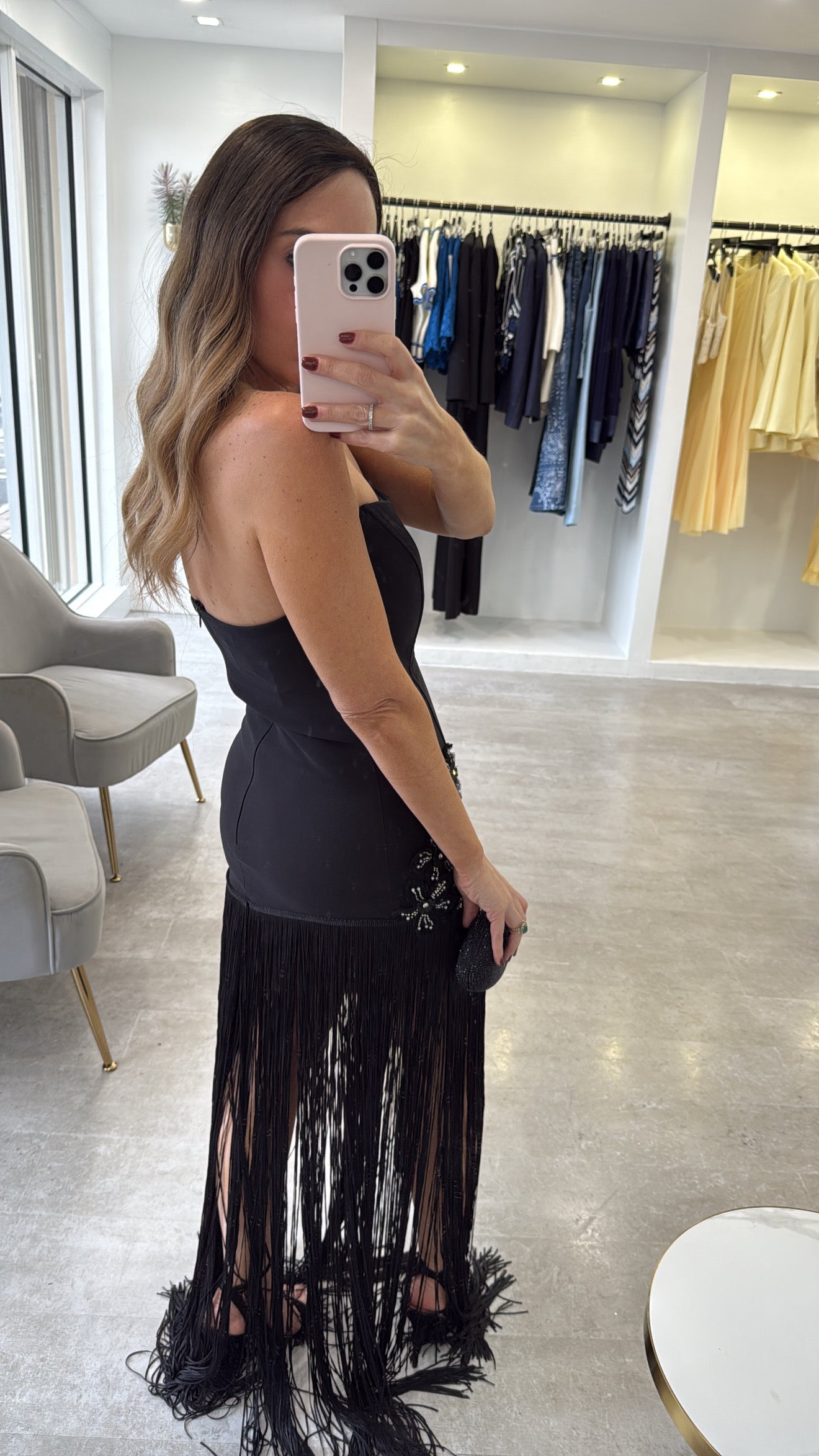 BLACK FRINGE ELAN DRESS