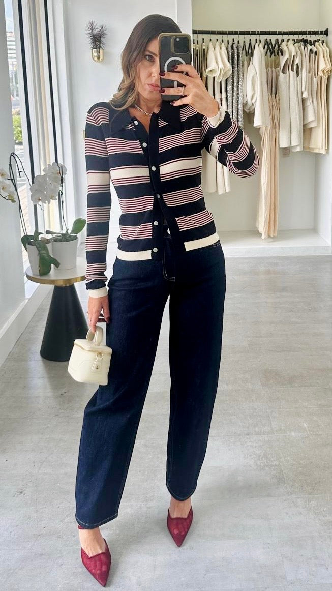 NAVY STRIPE CARDIGAN