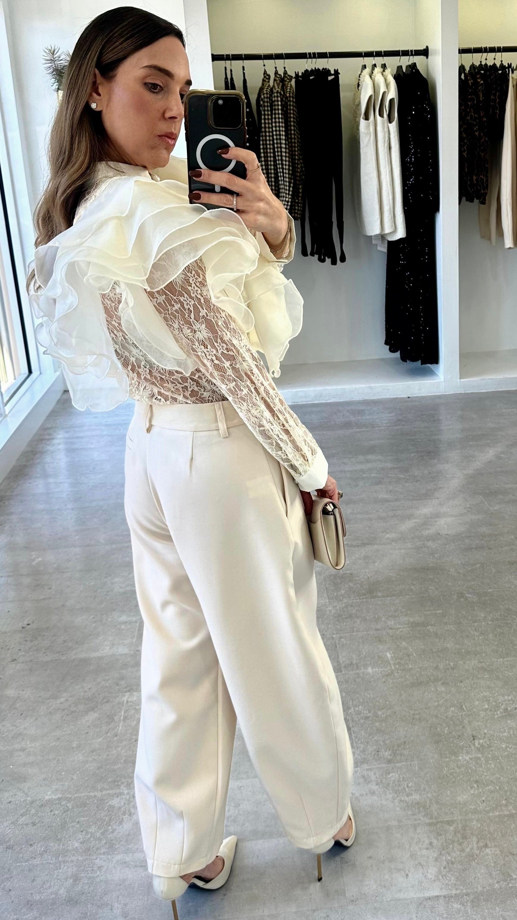 IVORY RUFFLE LACE BLOUSE