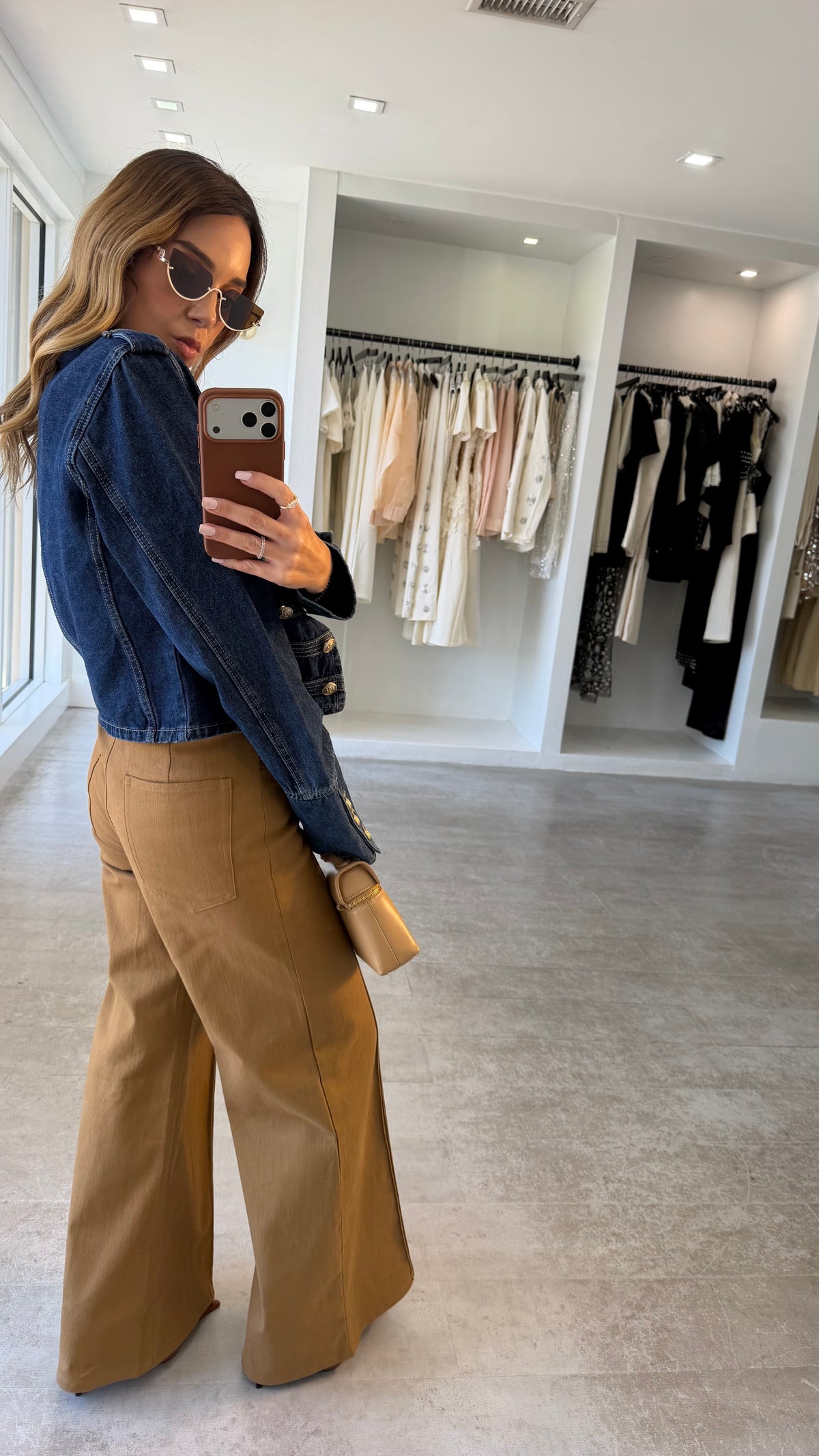 KHAKI DENIM TROUSERS