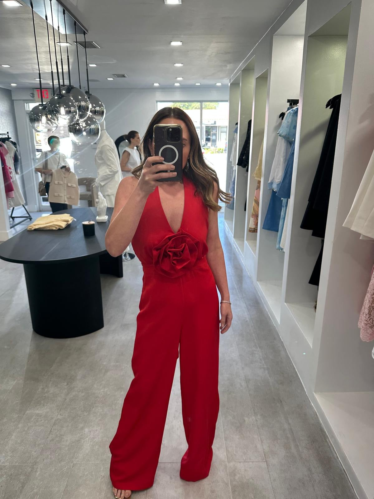 RED FLOWER JUMPSUIT