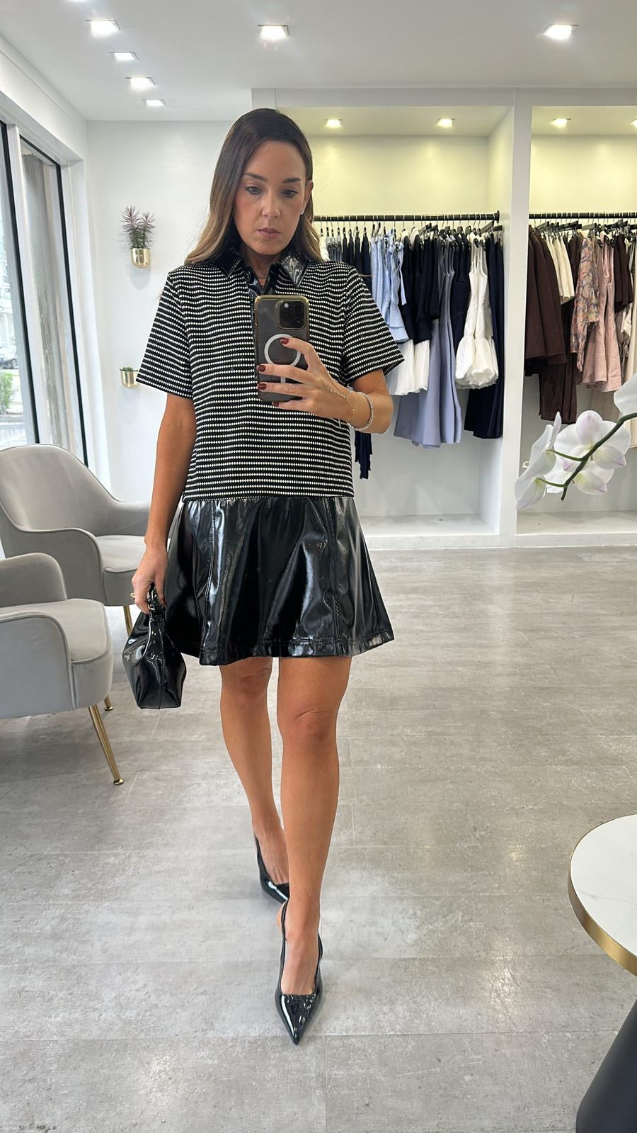 PATENT POLO DRESS