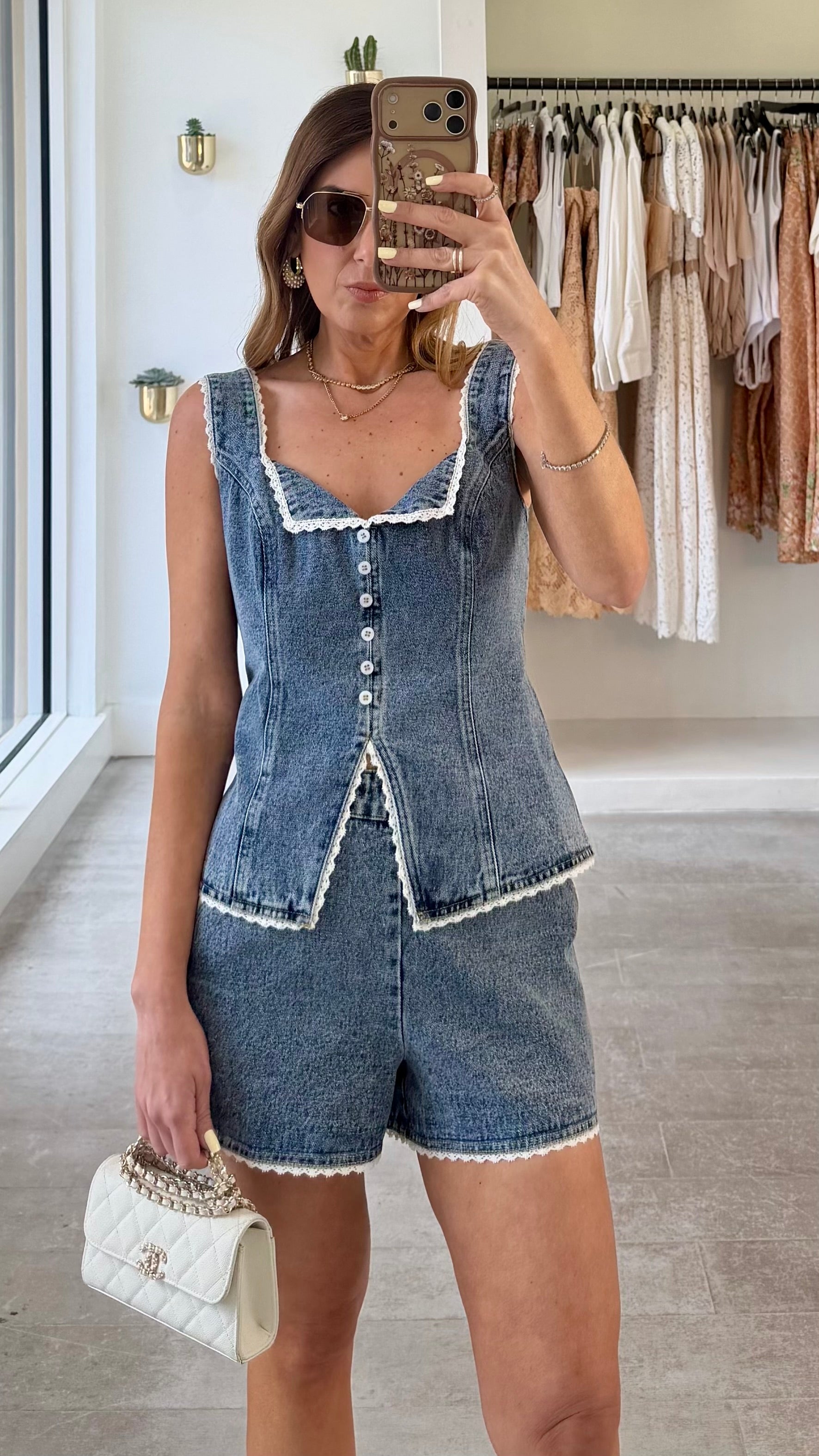 DENIM LACE TRIM SET