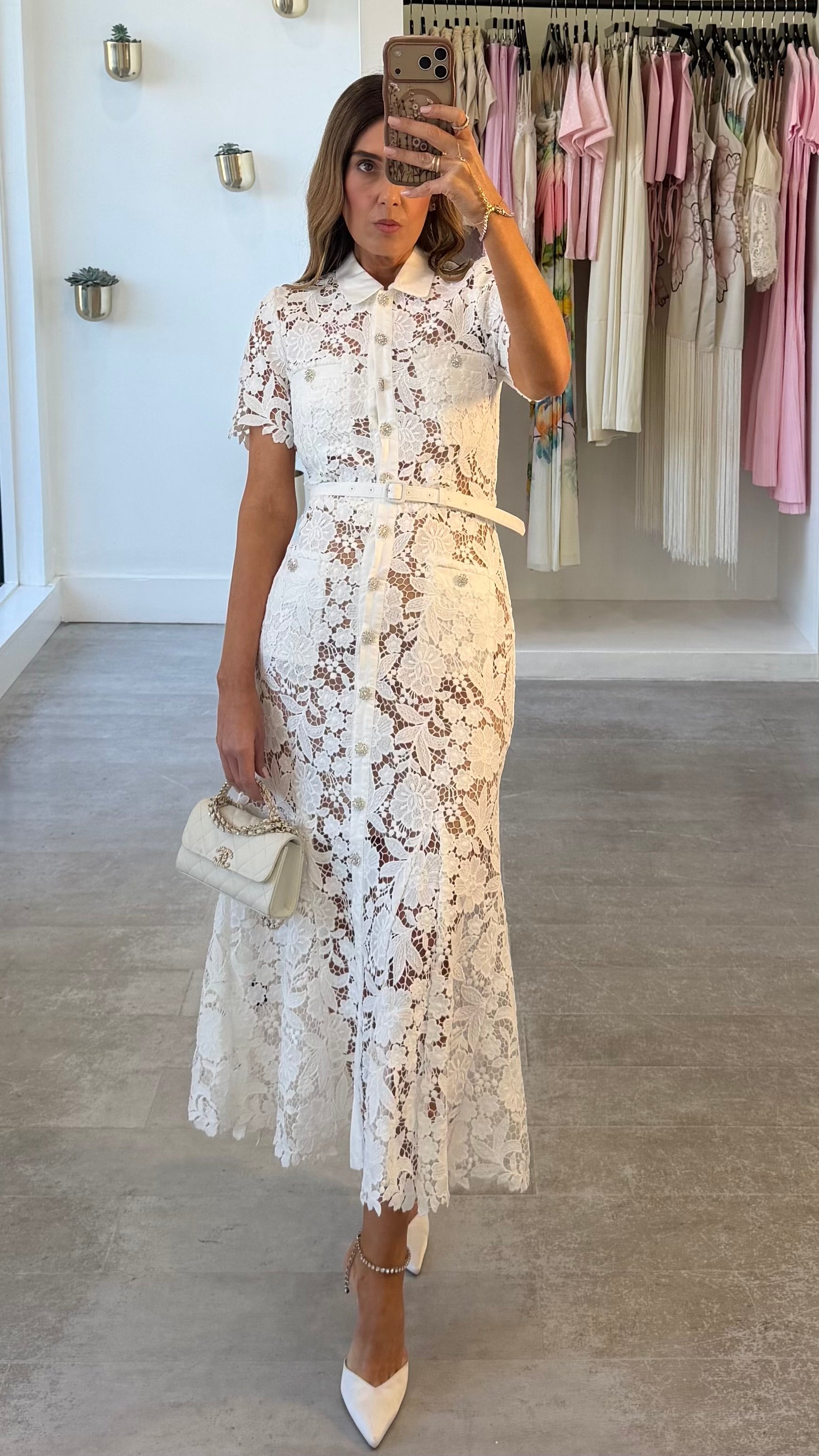 WHITE COLLAR LACE DRESS