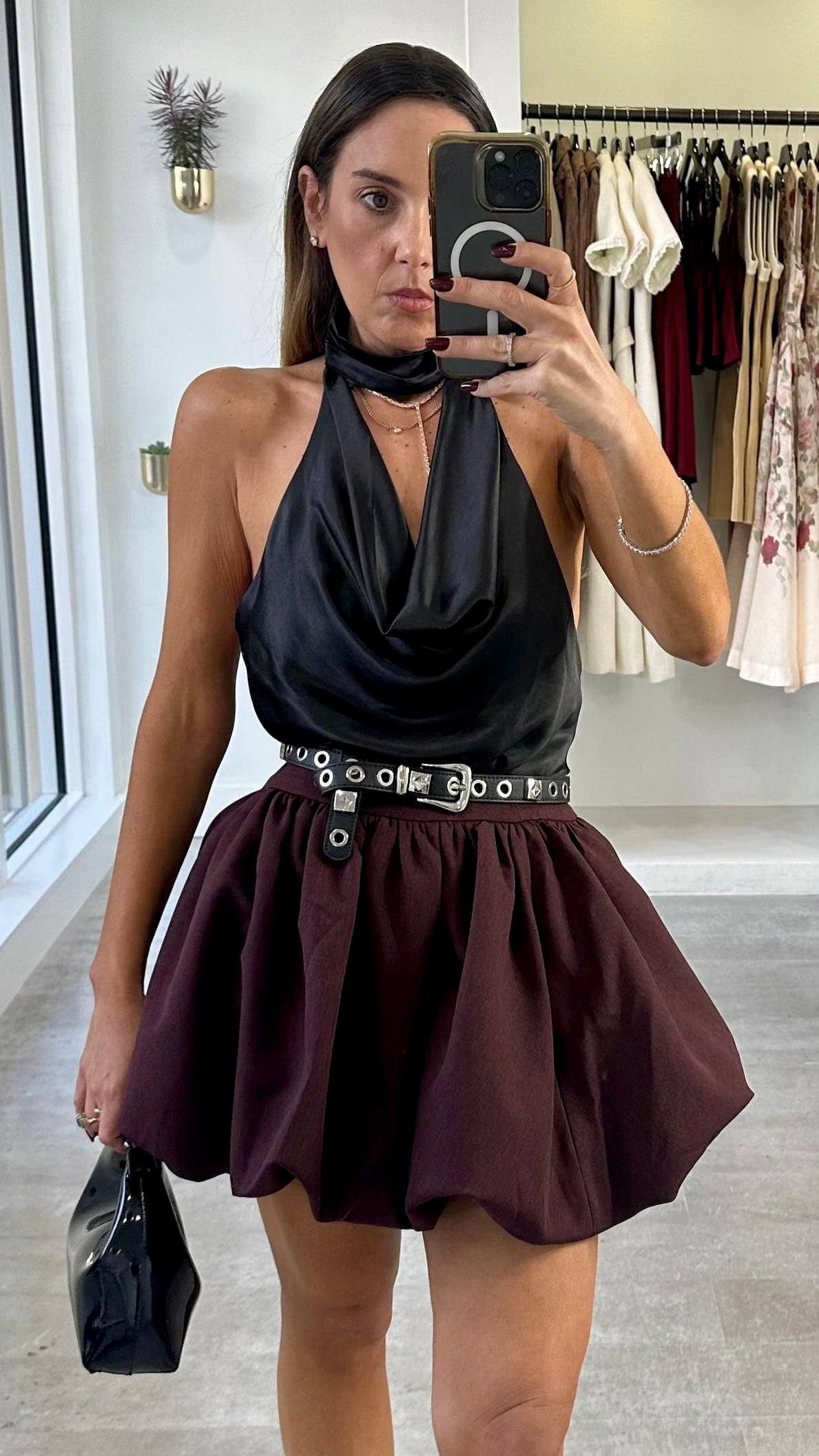 NOIR DRAPE HALTER TOP