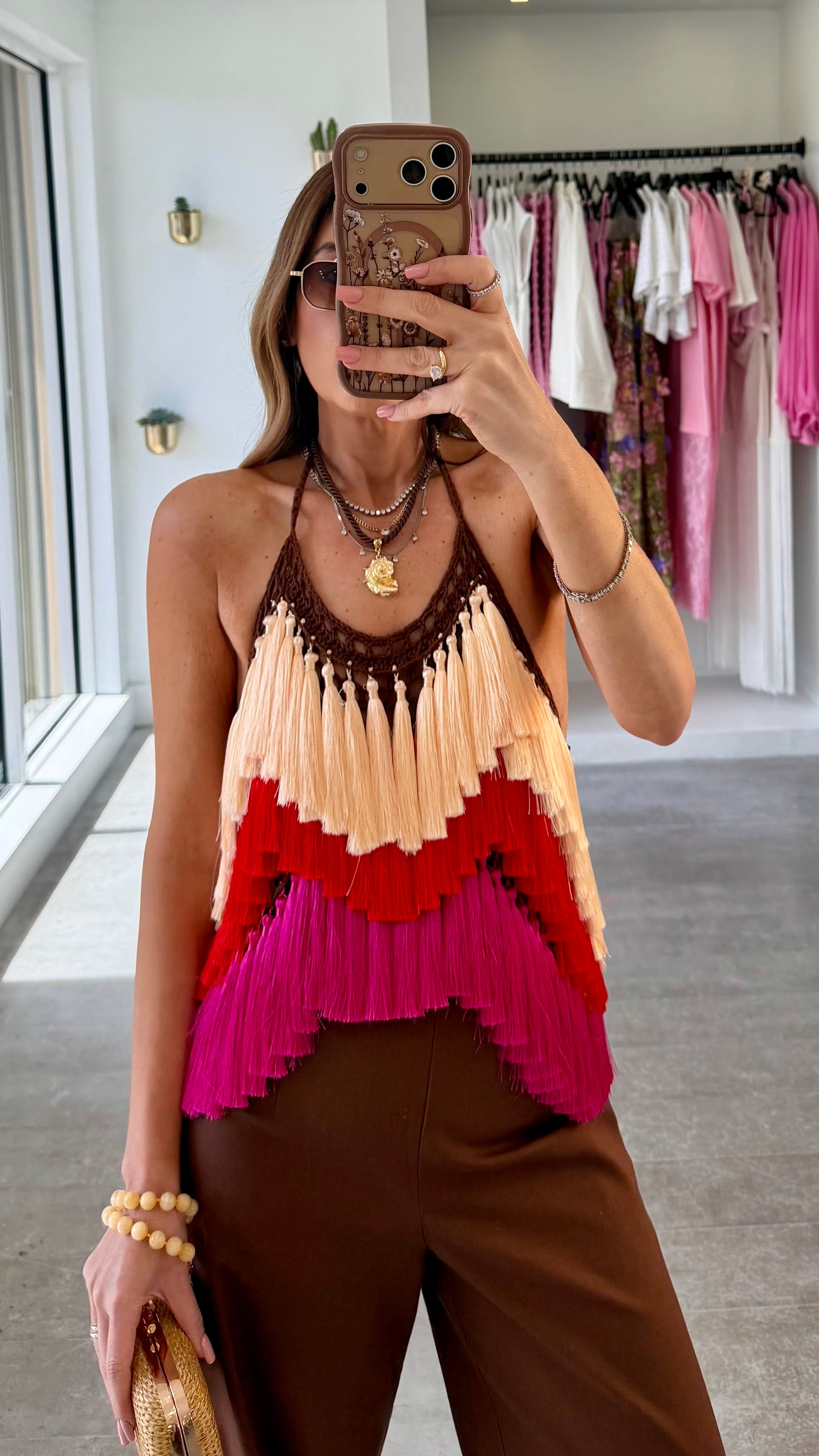 SUNSET FRINGE TOP