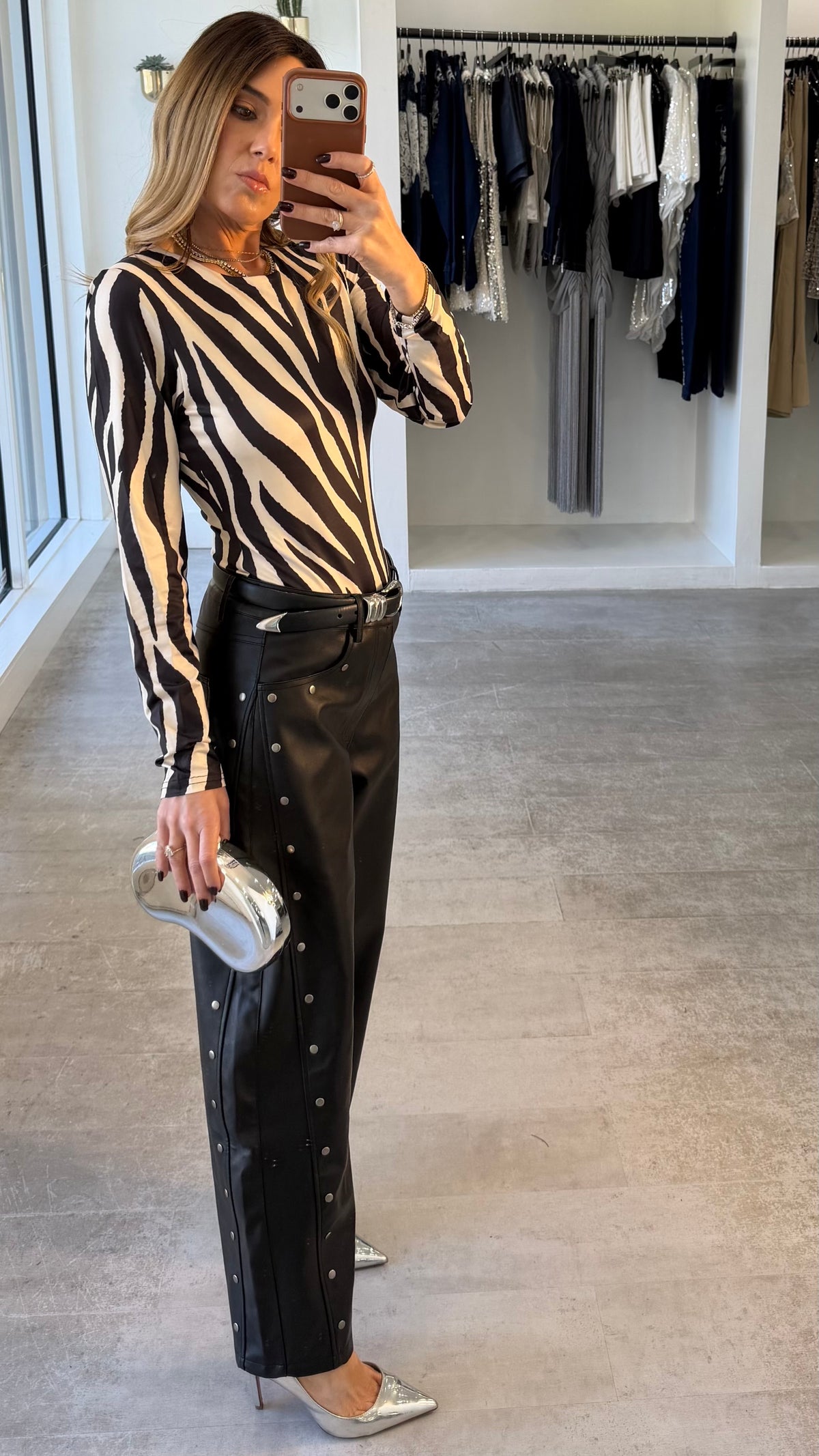 STUDDED LEATHER PANTS