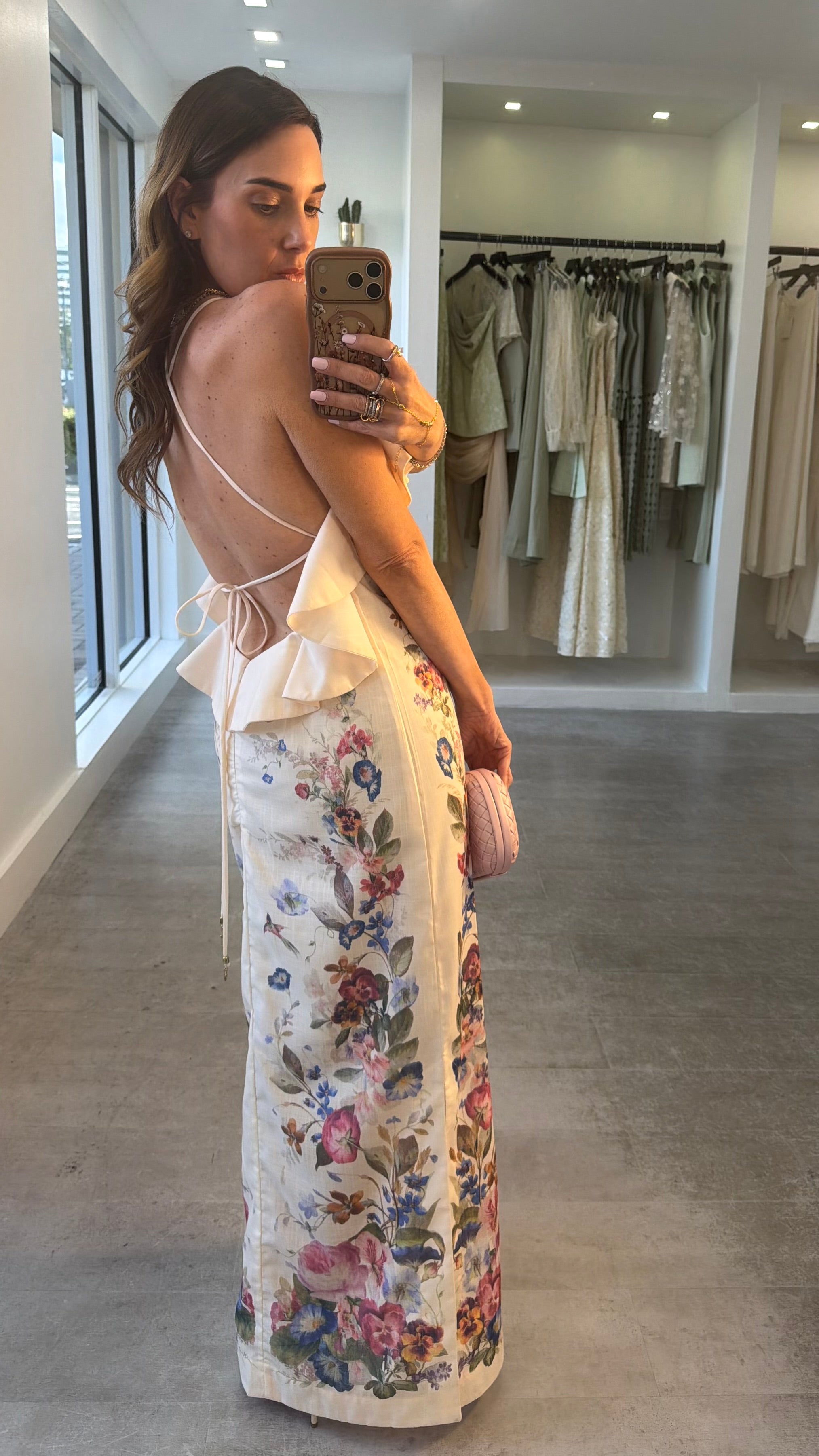 IVORY RUFFLE FLORAL DRESS