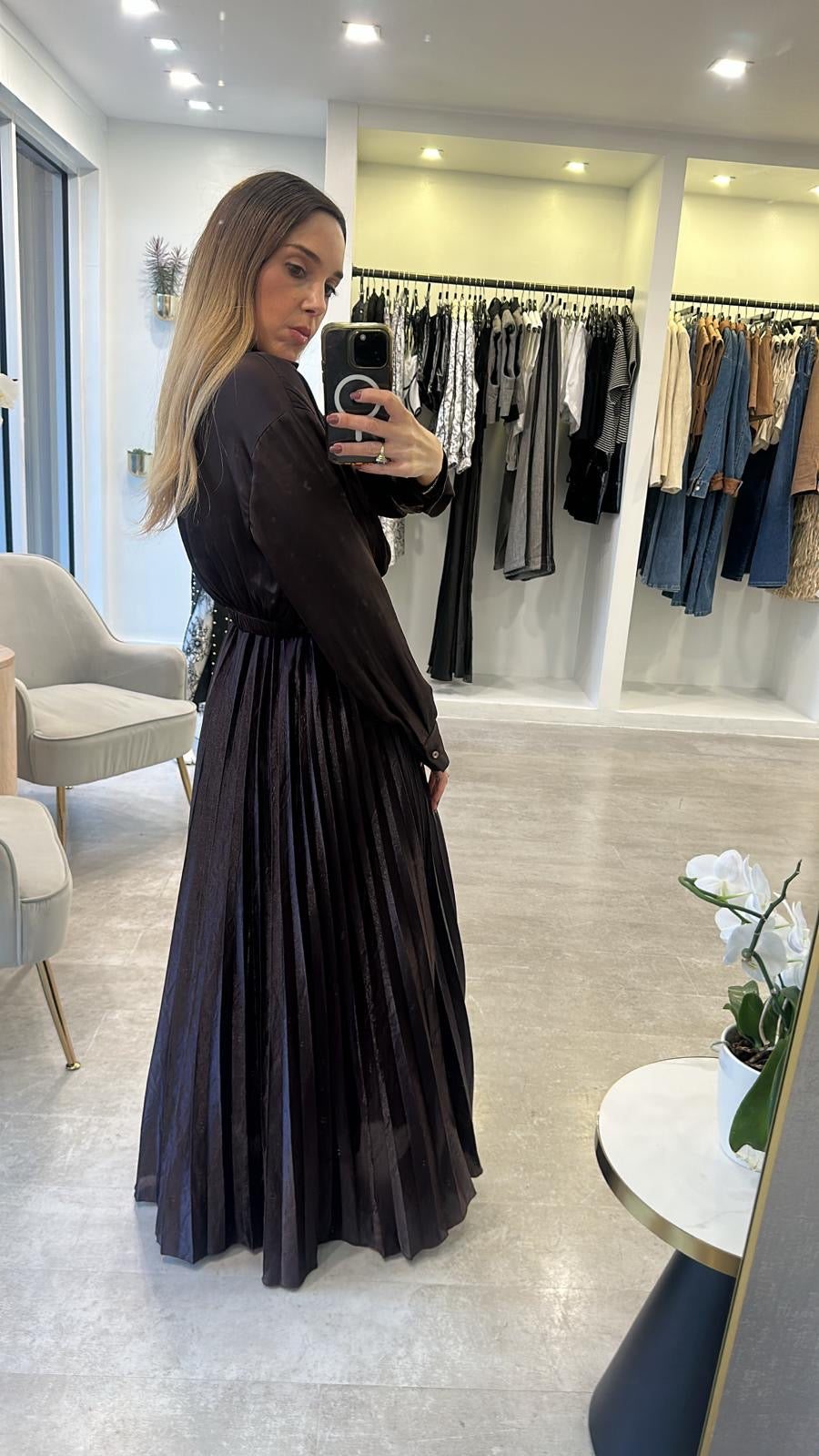 EXPRESSO PLEATED SKIRT