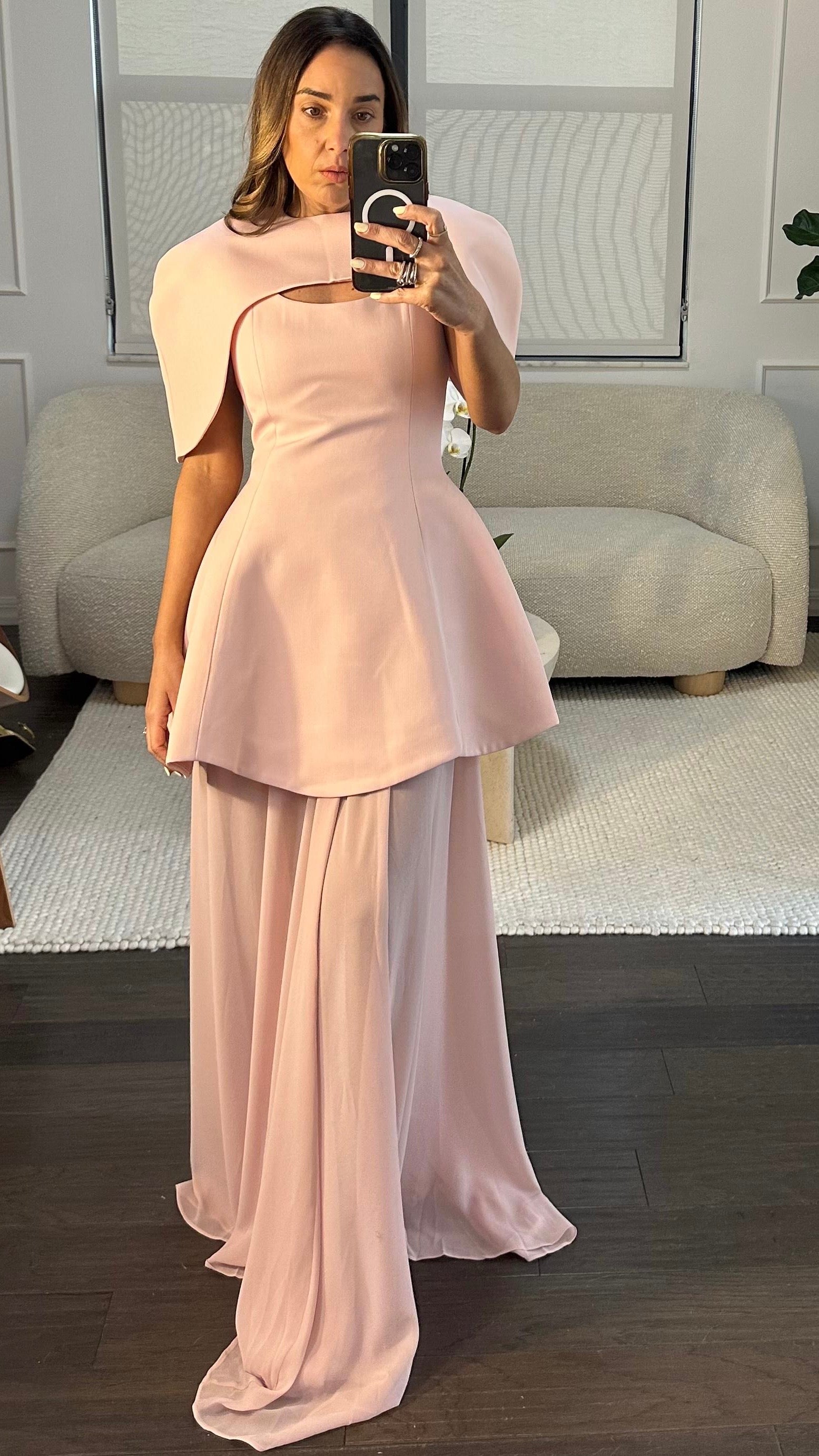 BLUSH CAPE DRESS