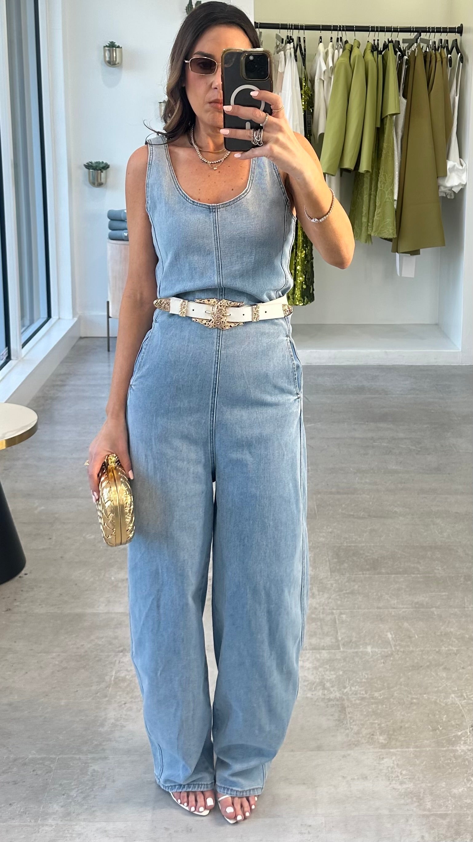 DENIM BARREL JUMPSUIT