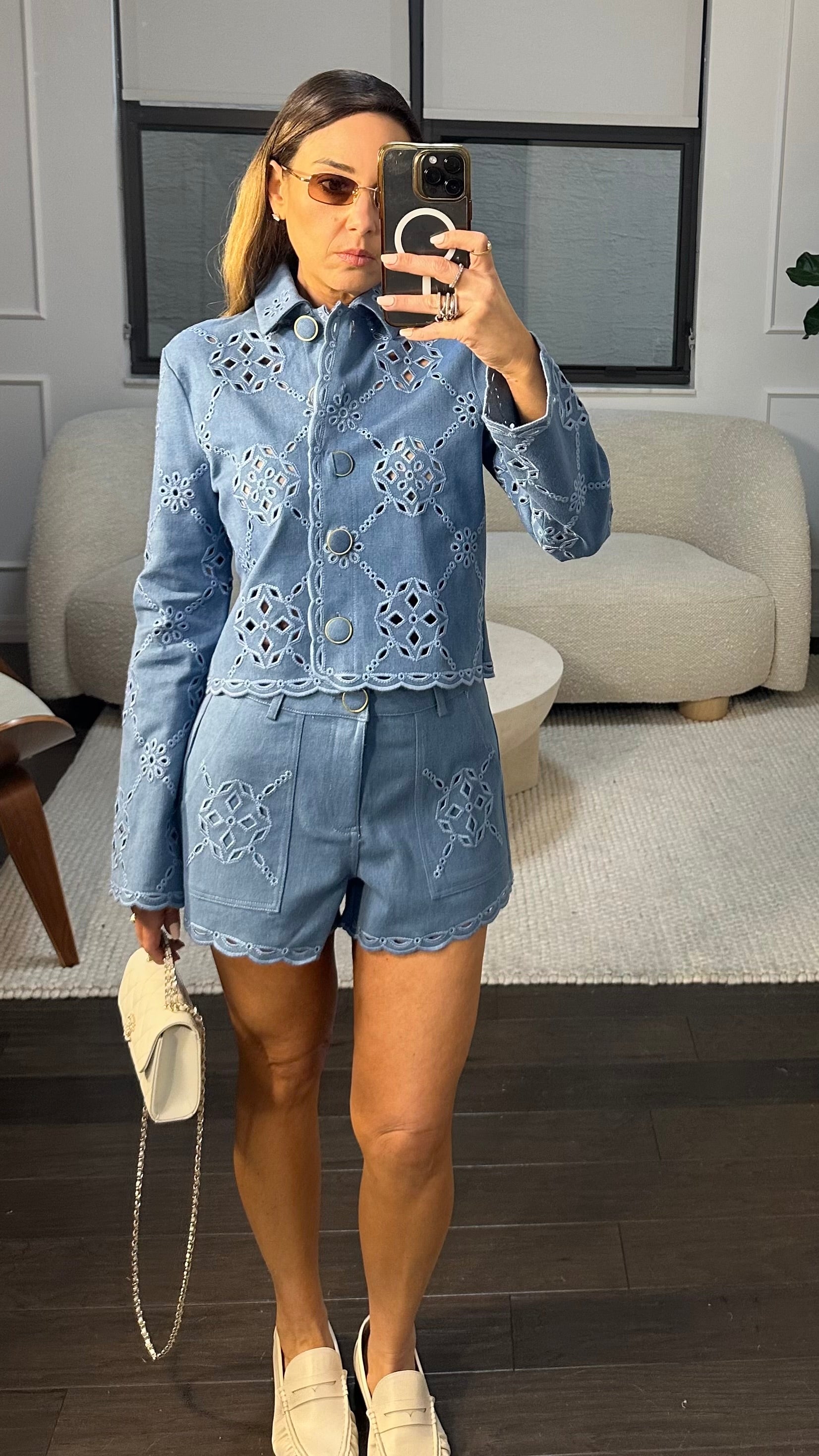 PETAL DENIM SHORT SET