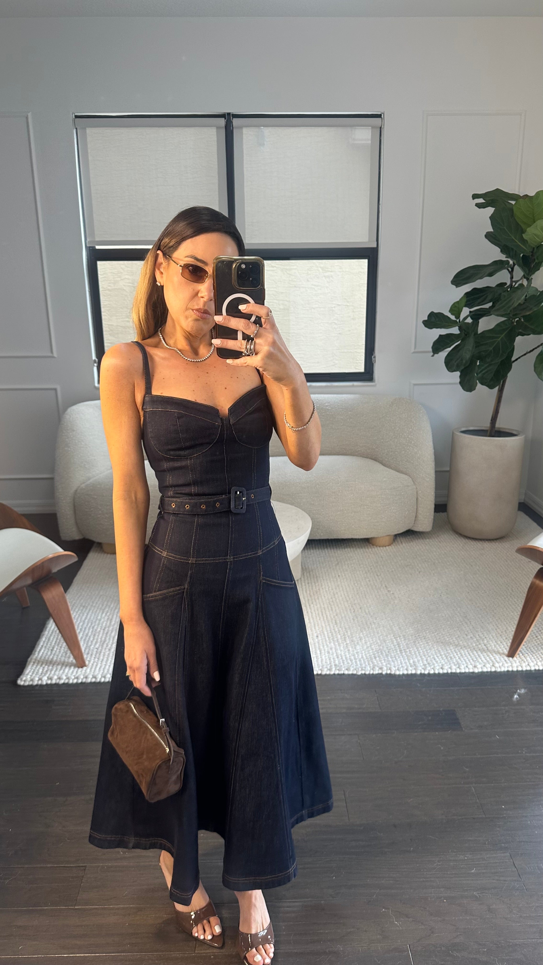 DARK DENIM CORSET MIDI