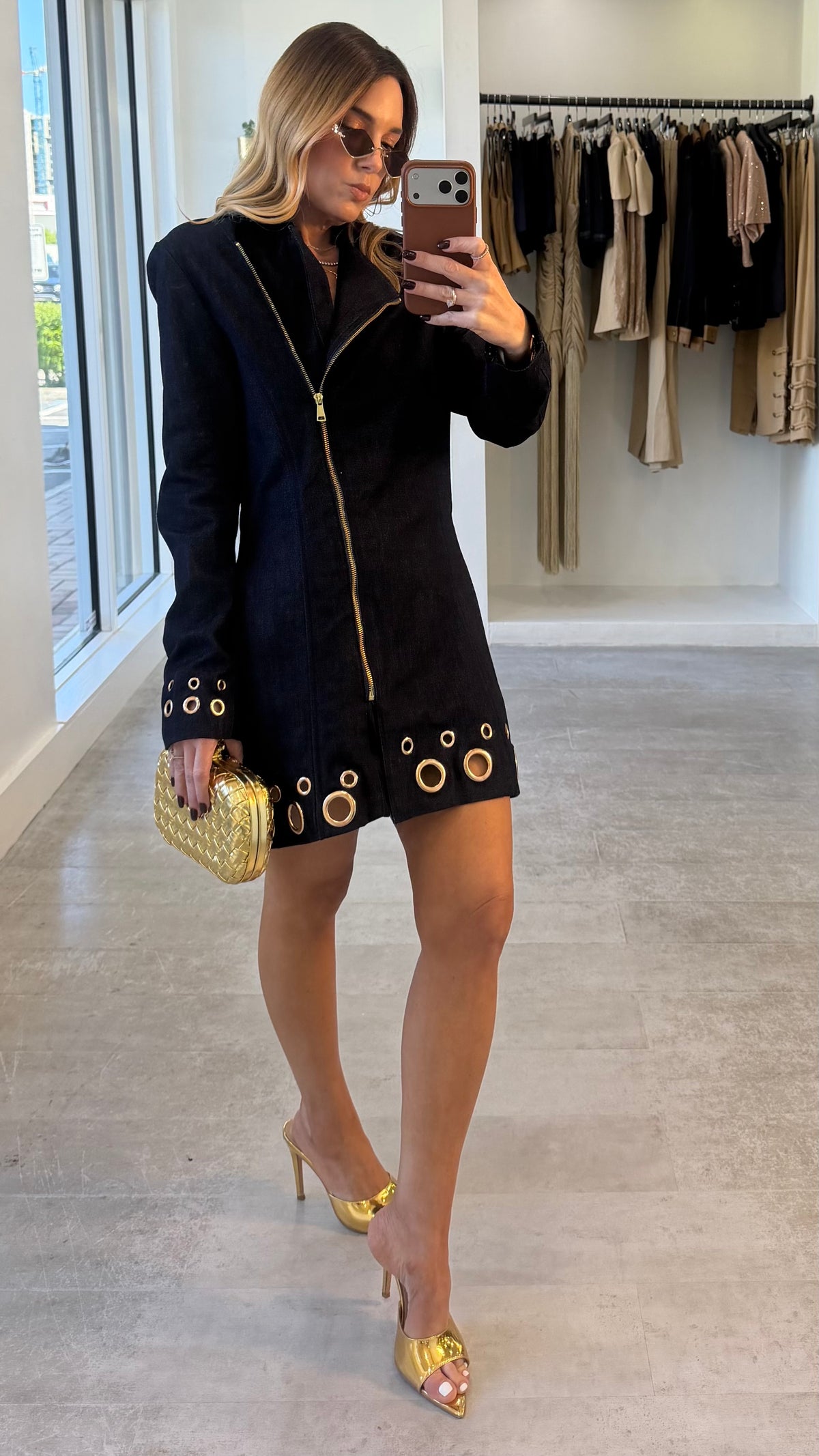 GOLDEN EYELET DRESS