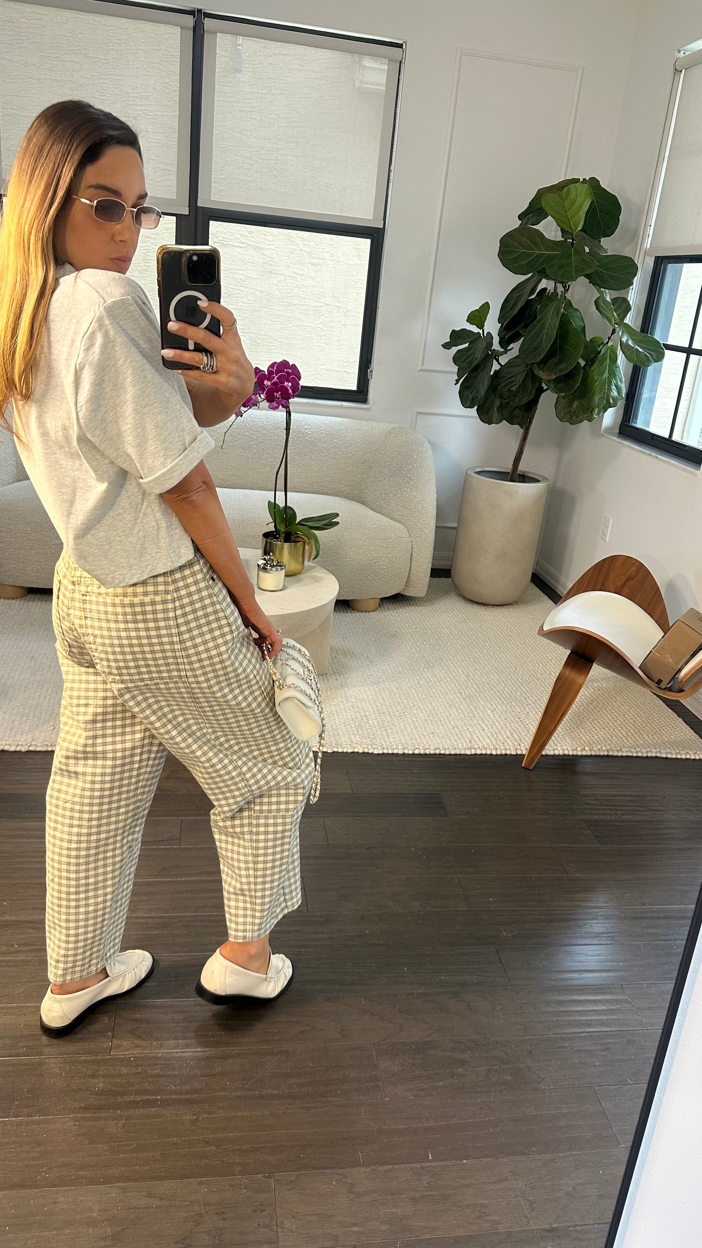 NEUTRAL GINGHAM BARREL