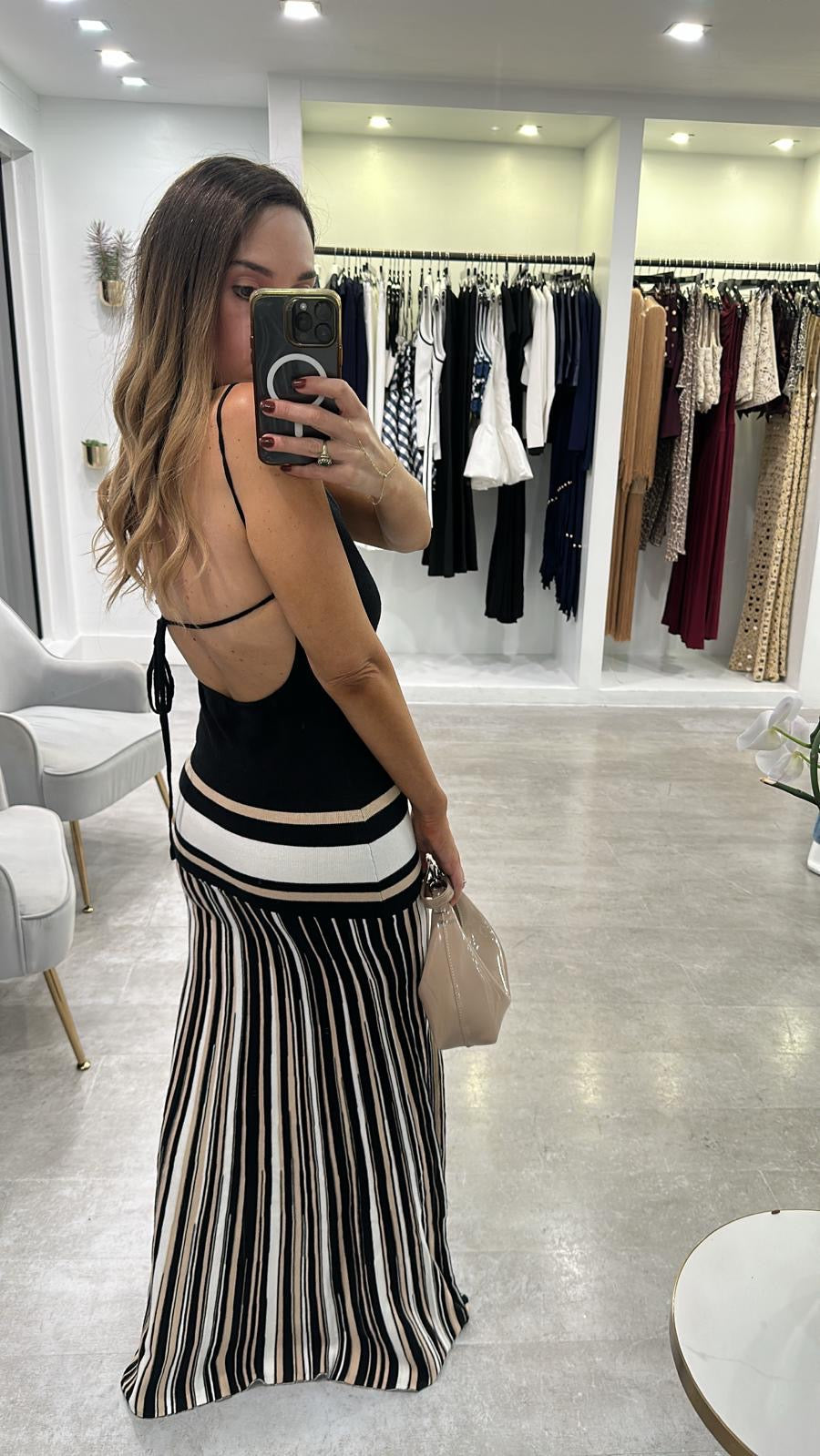 NUDE KNIT STRIPE MAXI