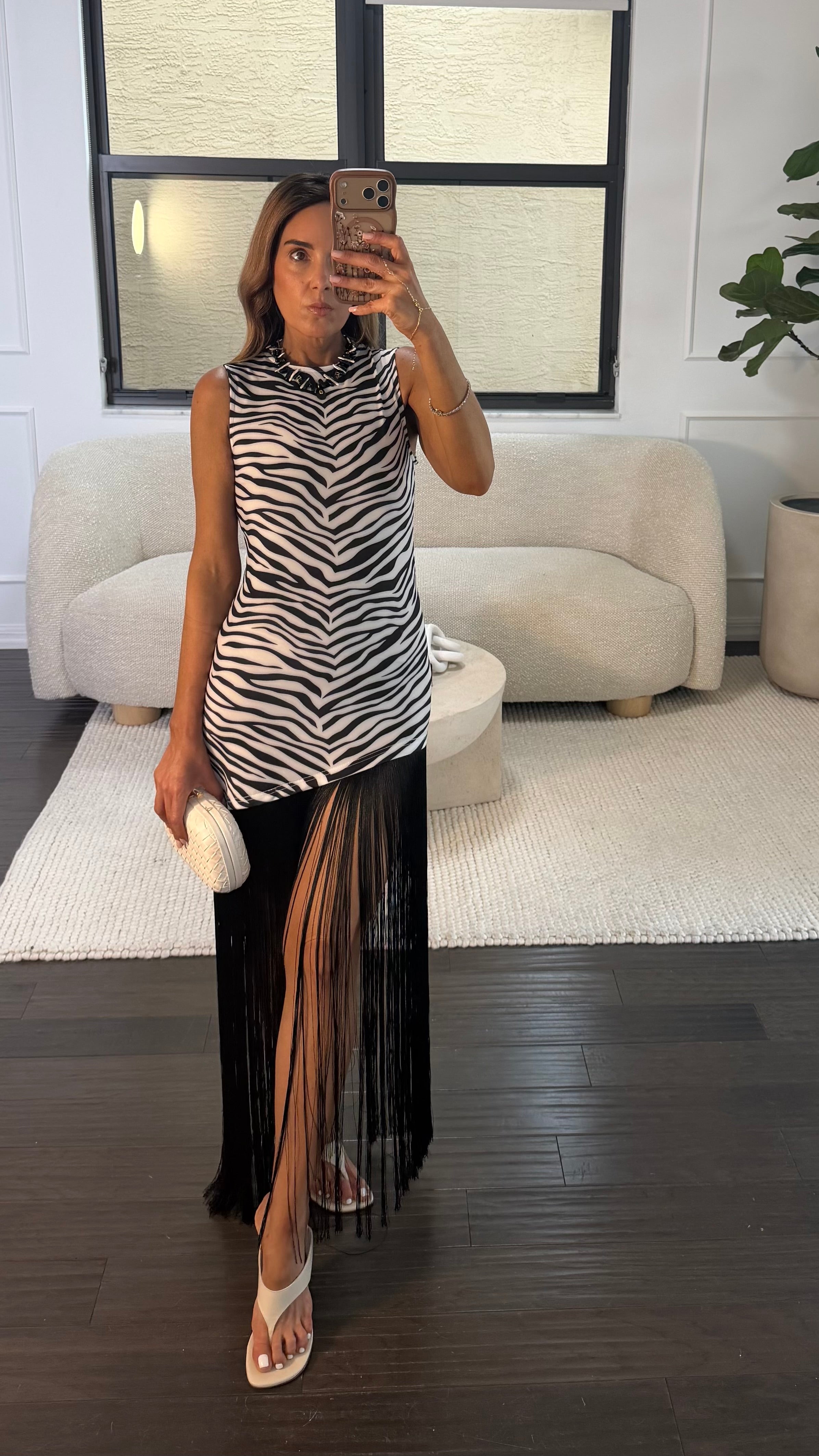ZEBRA FRINGE DRESS