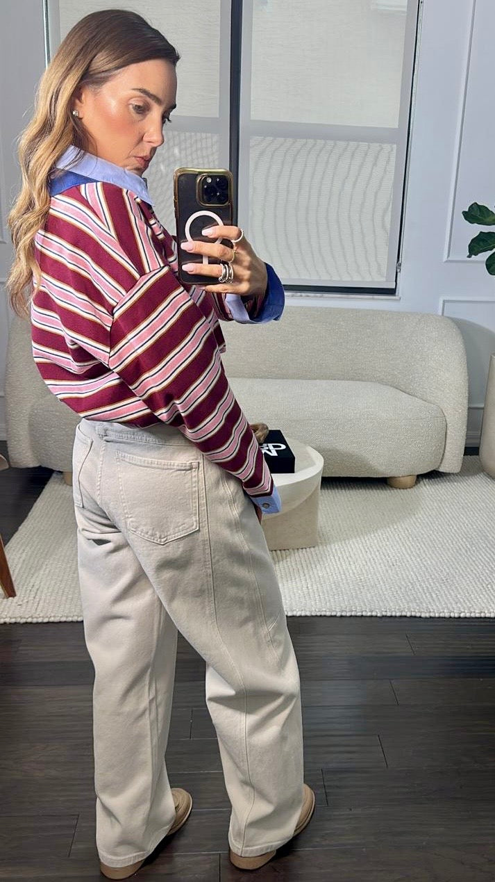 BORDEAUX STRIPE POLO