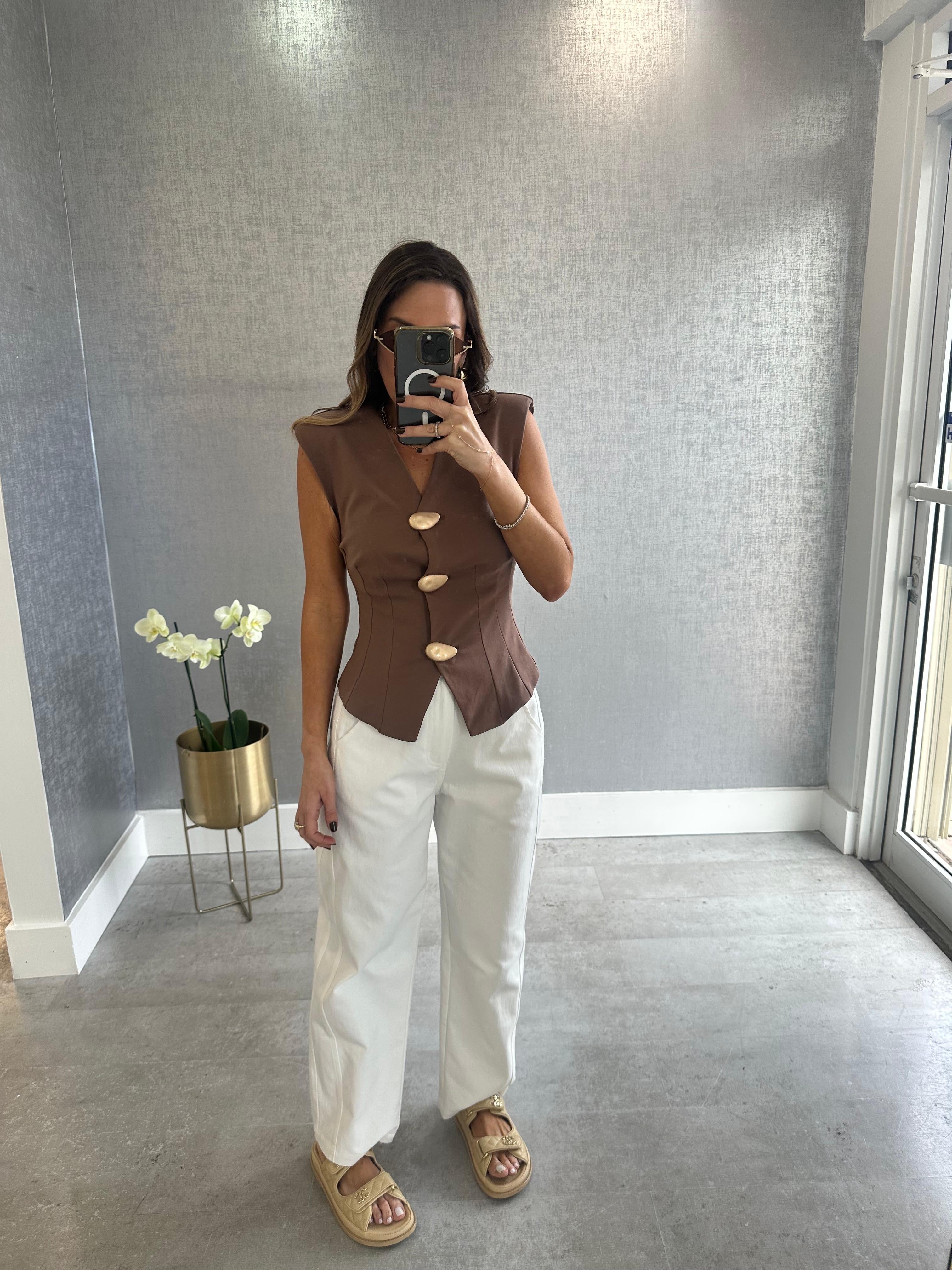 BROWN PUFF VEST