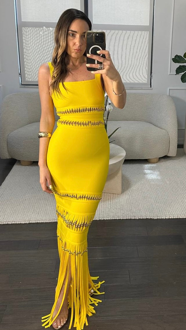 GOLDEN SIREN FRINGE DRESS