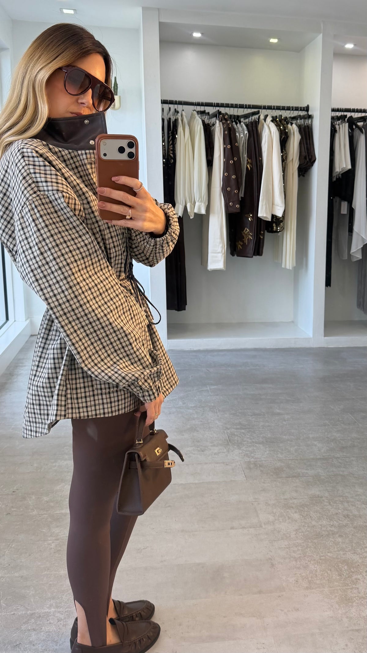 BROWN SCULPT LEGGINGS