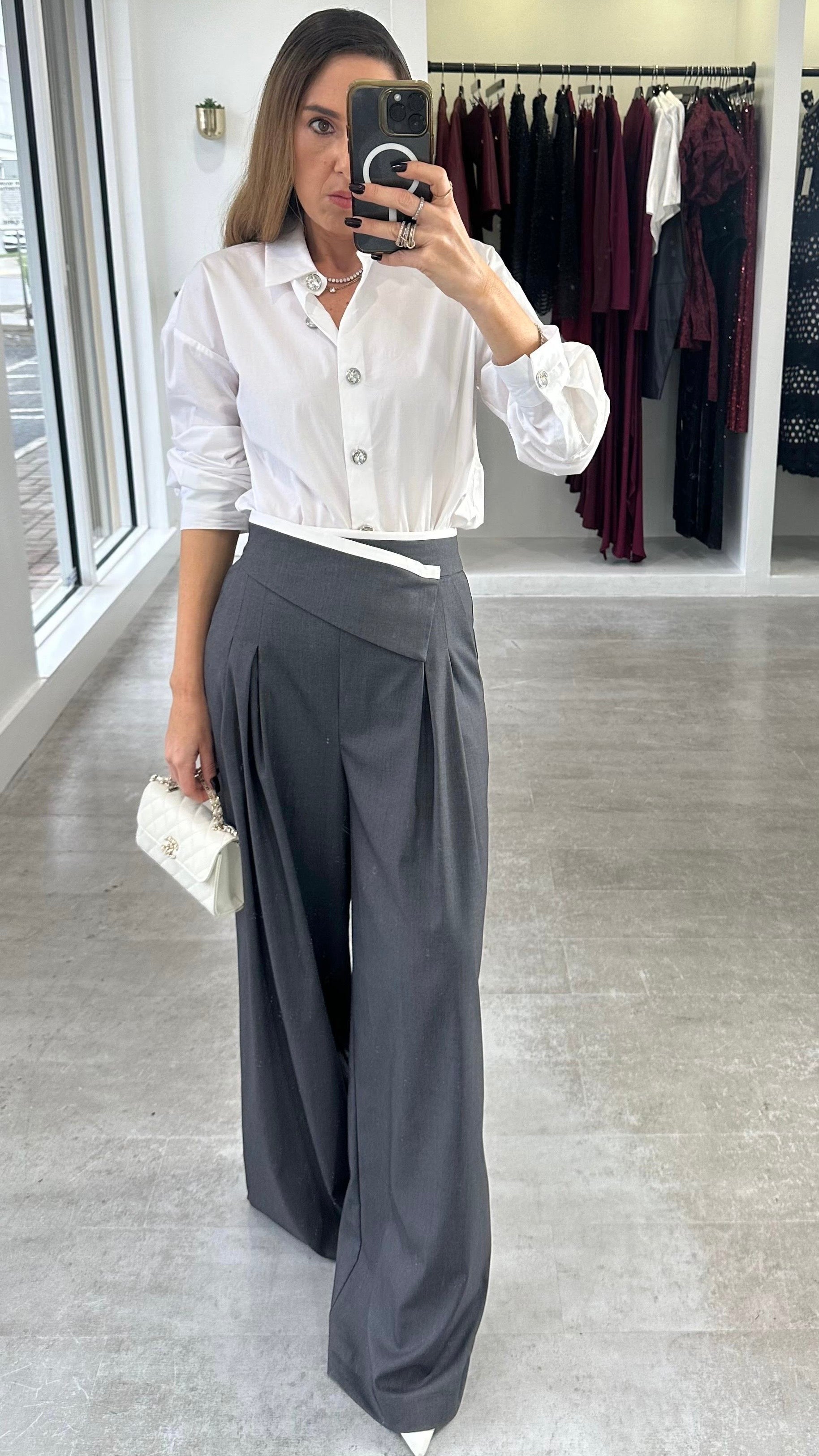 CRYSTAL BUTTON BLOUSE