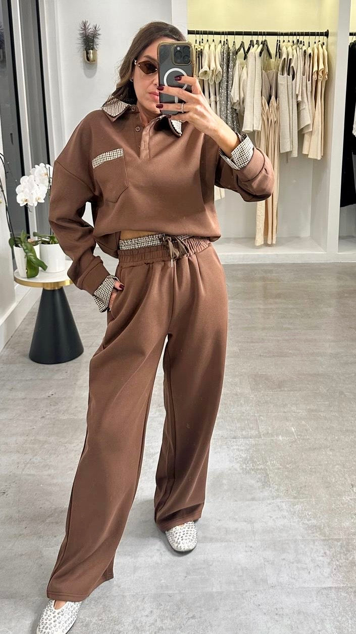 MOCHA CHECK LOUNGE SET
