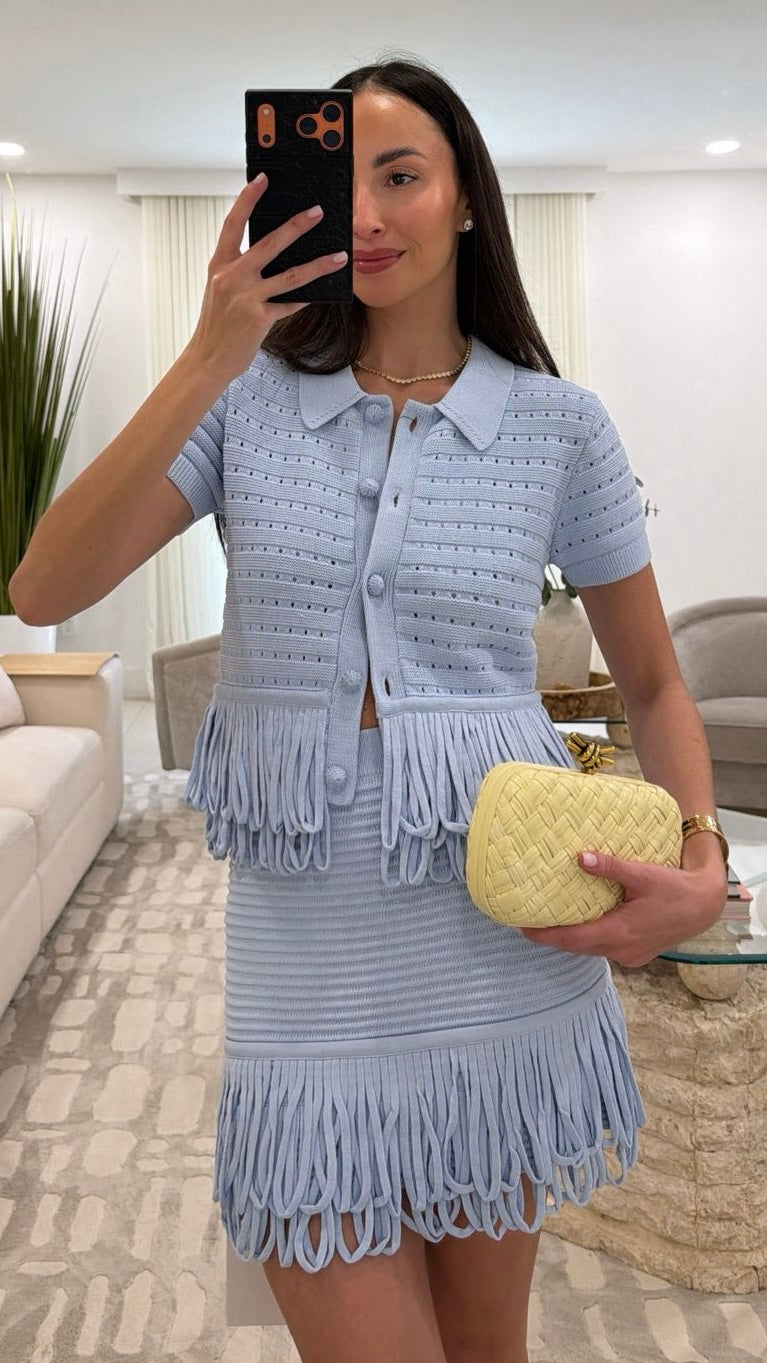 AZURE FRINGE SKIRT SET