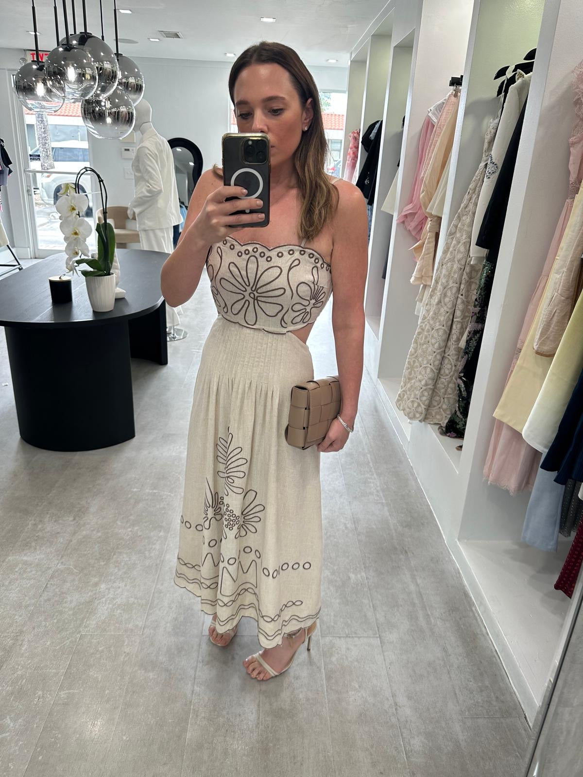 EMBROIDERED LINEN DRESS