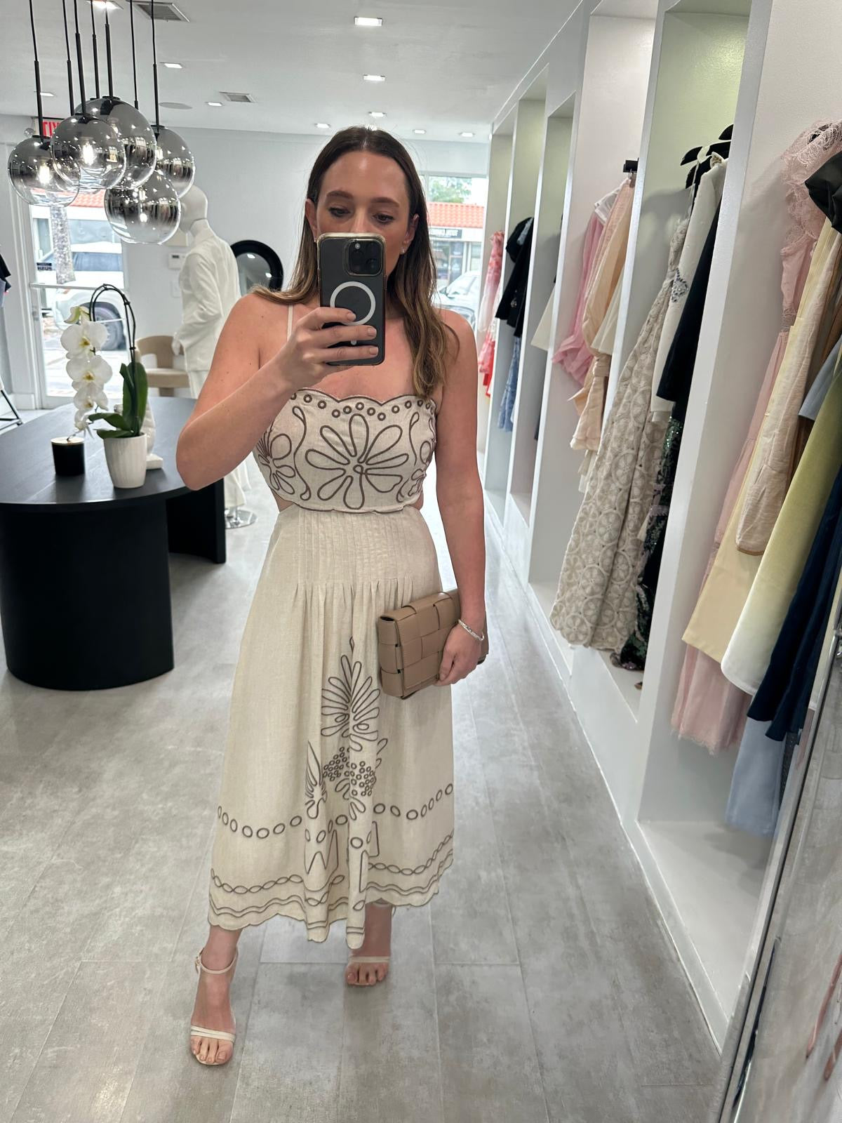 EMBROIDERED LINEN DRESS