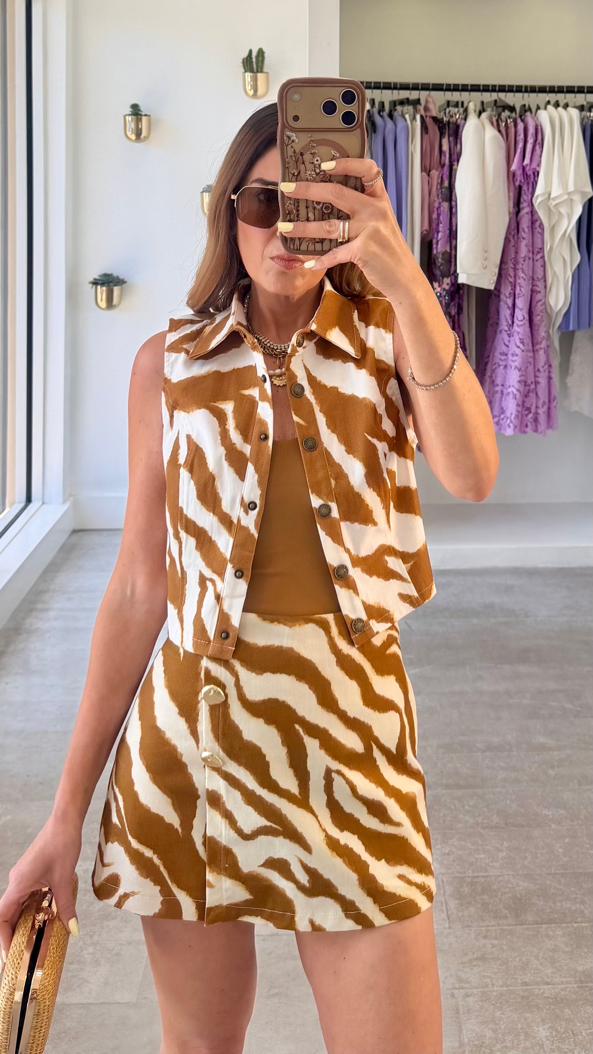 CAMEL ZEBRA SKIRT SET
