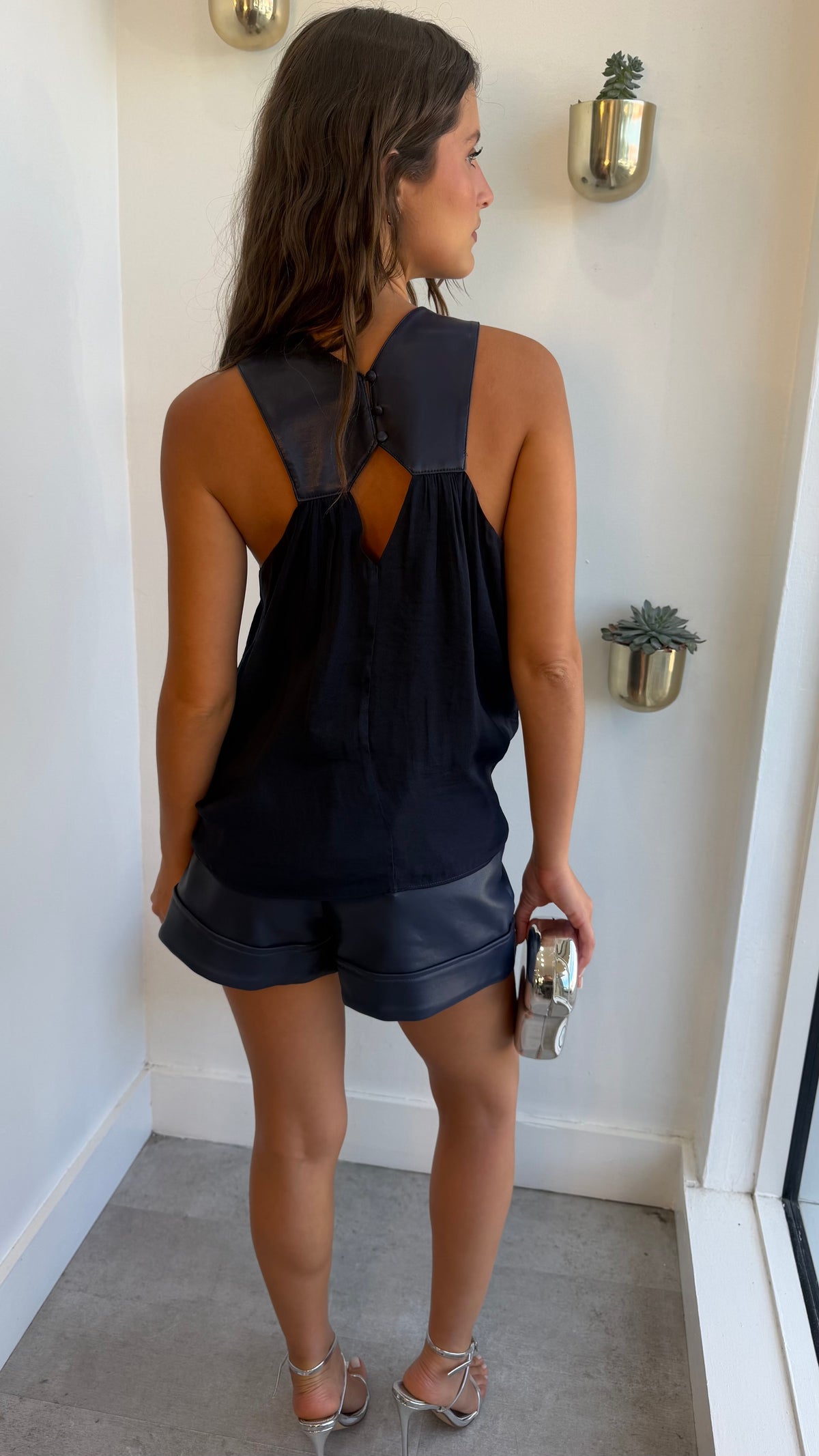 NAVY ILLUSION TOP