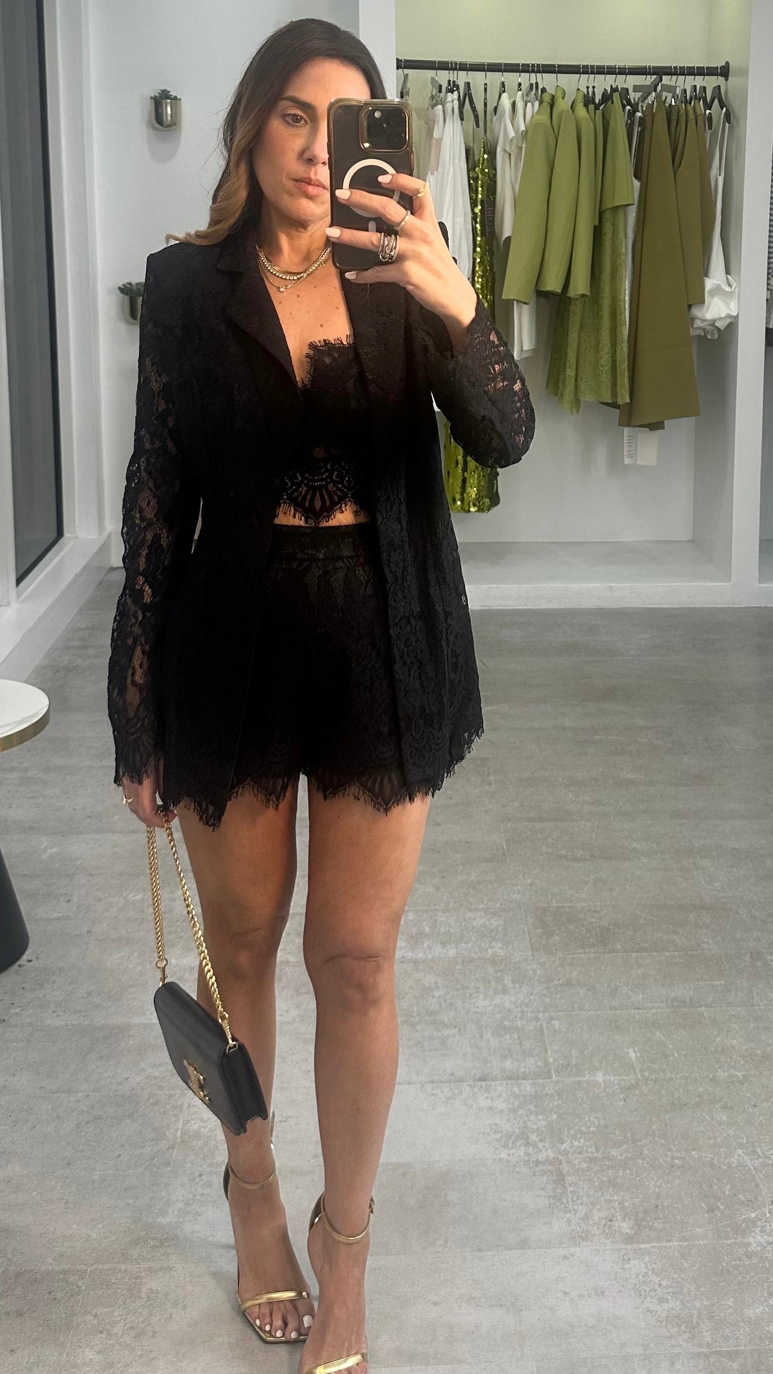 BLACK LACE BLAZER SET