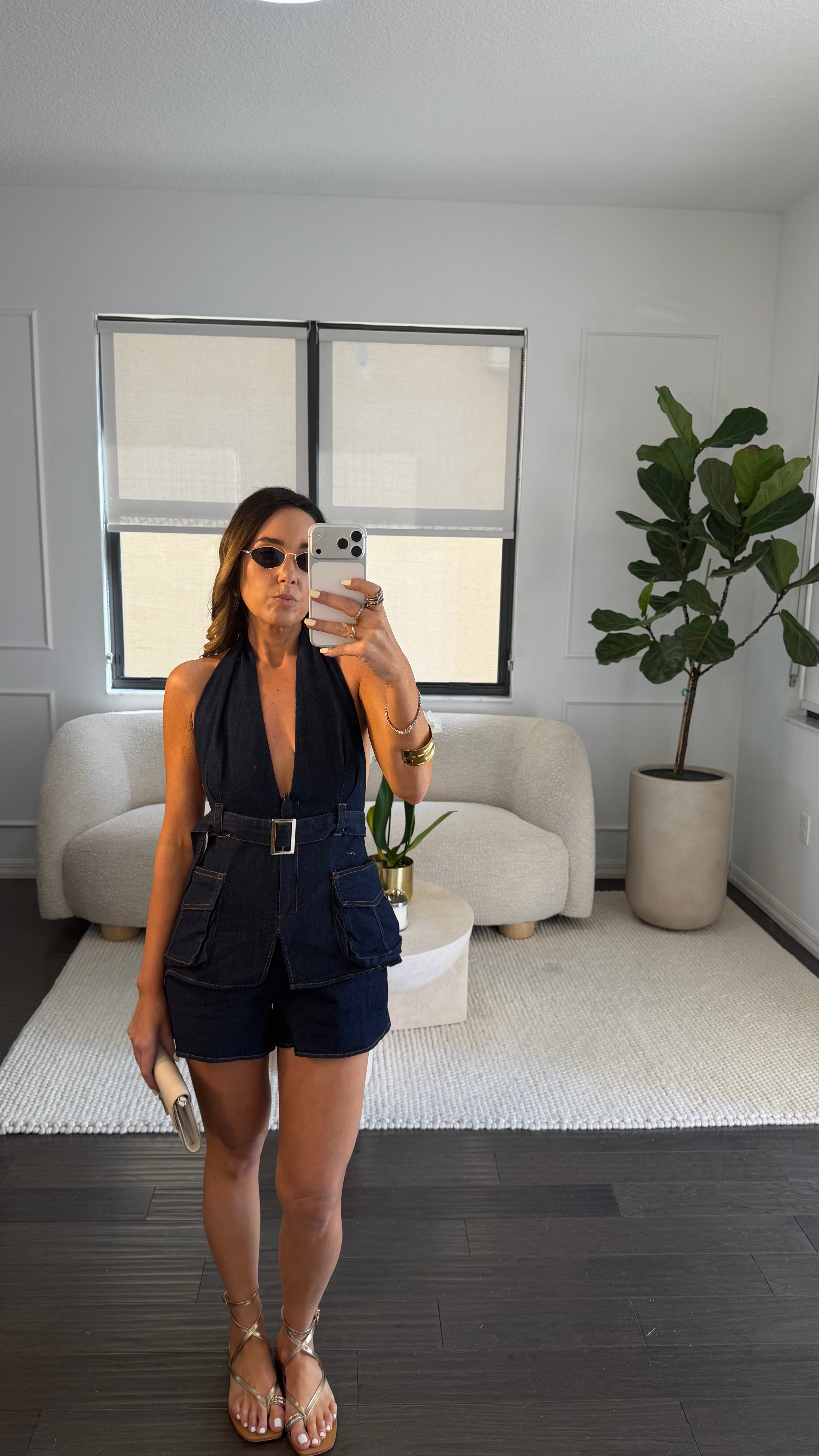 INDIGO UTILITY ROMPER